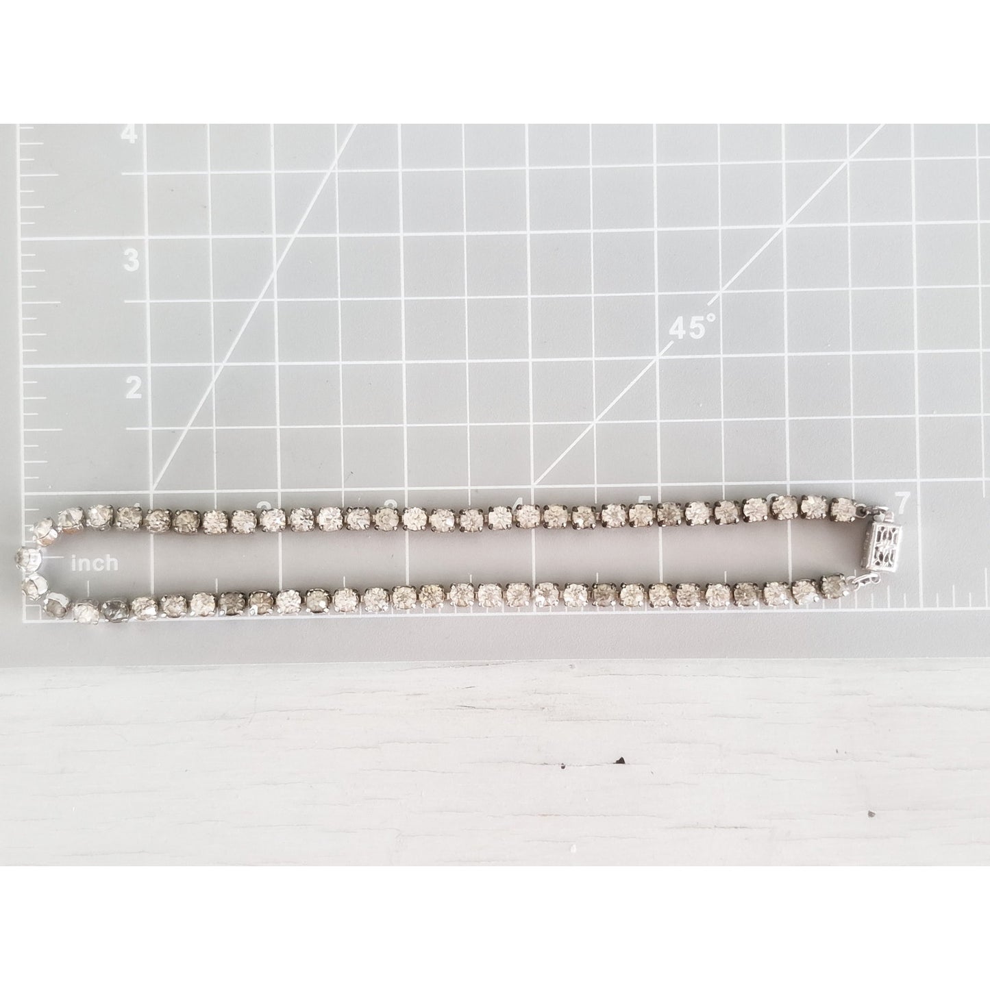 Vintage Art Deco Sterling Silver Crystal Rhinestone Choker Necklace