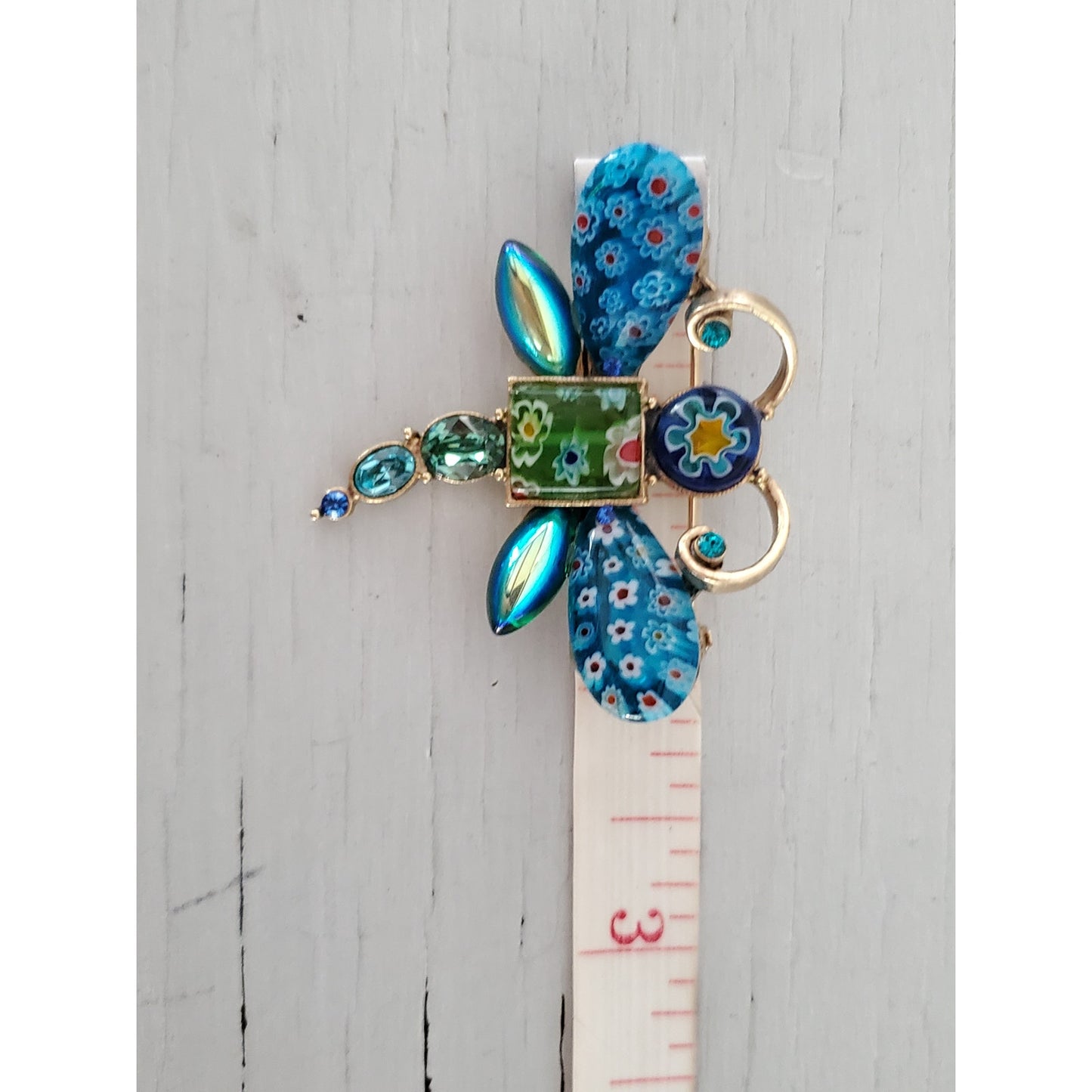 SWEET ROMANCE Millefiori Glass Butterfly Pin Brooch