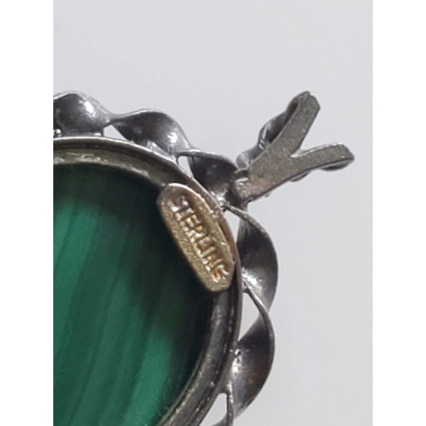 Vintage Sterling Silver Malachite Pendant and Earring Set