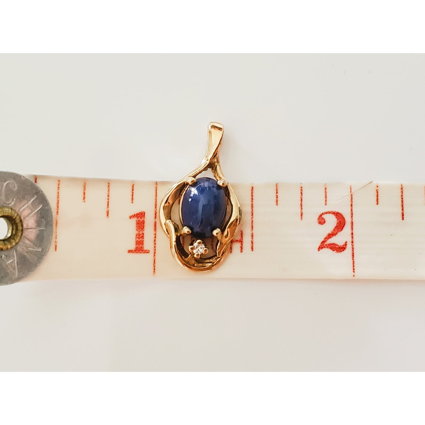 14K Gold Vintage Star Sapphire and Diamond Pendant