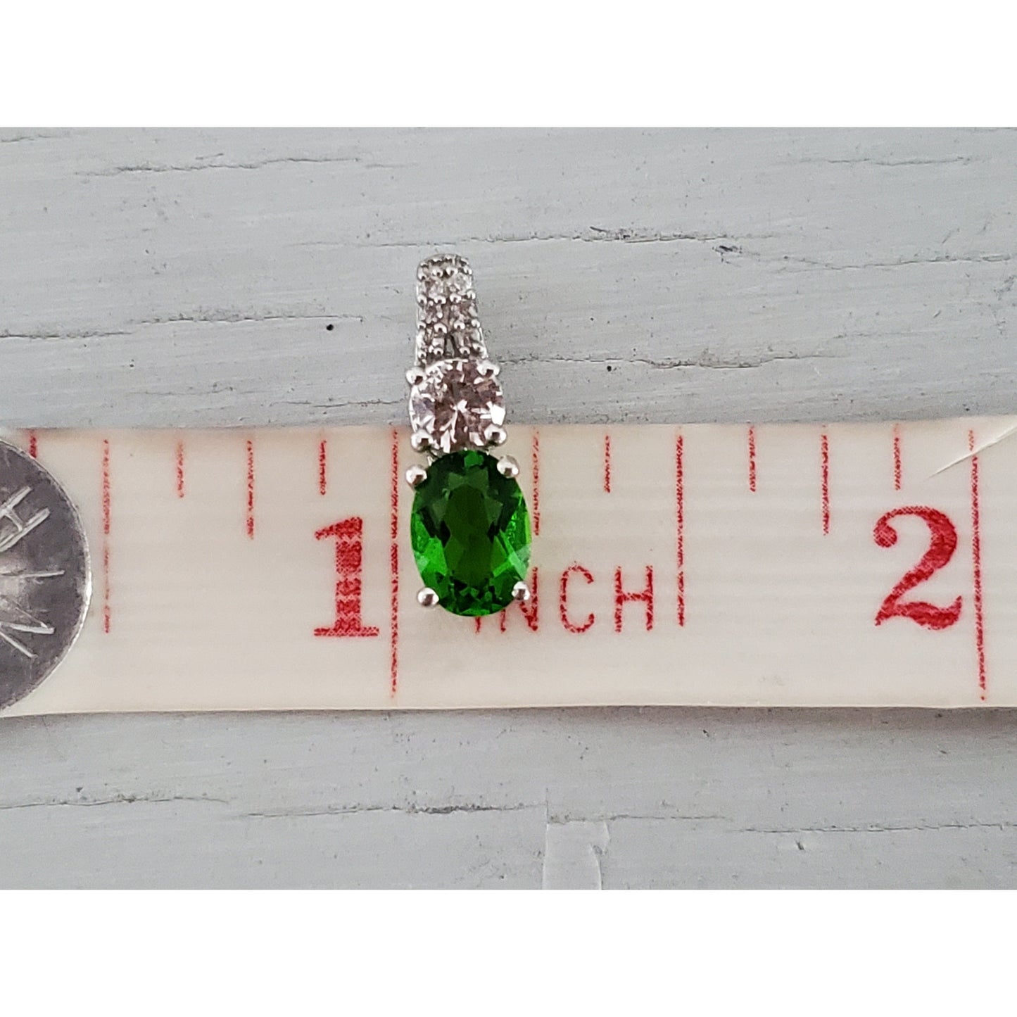 Sterling Silver Swarovski Green and Clear Crystal Pendant