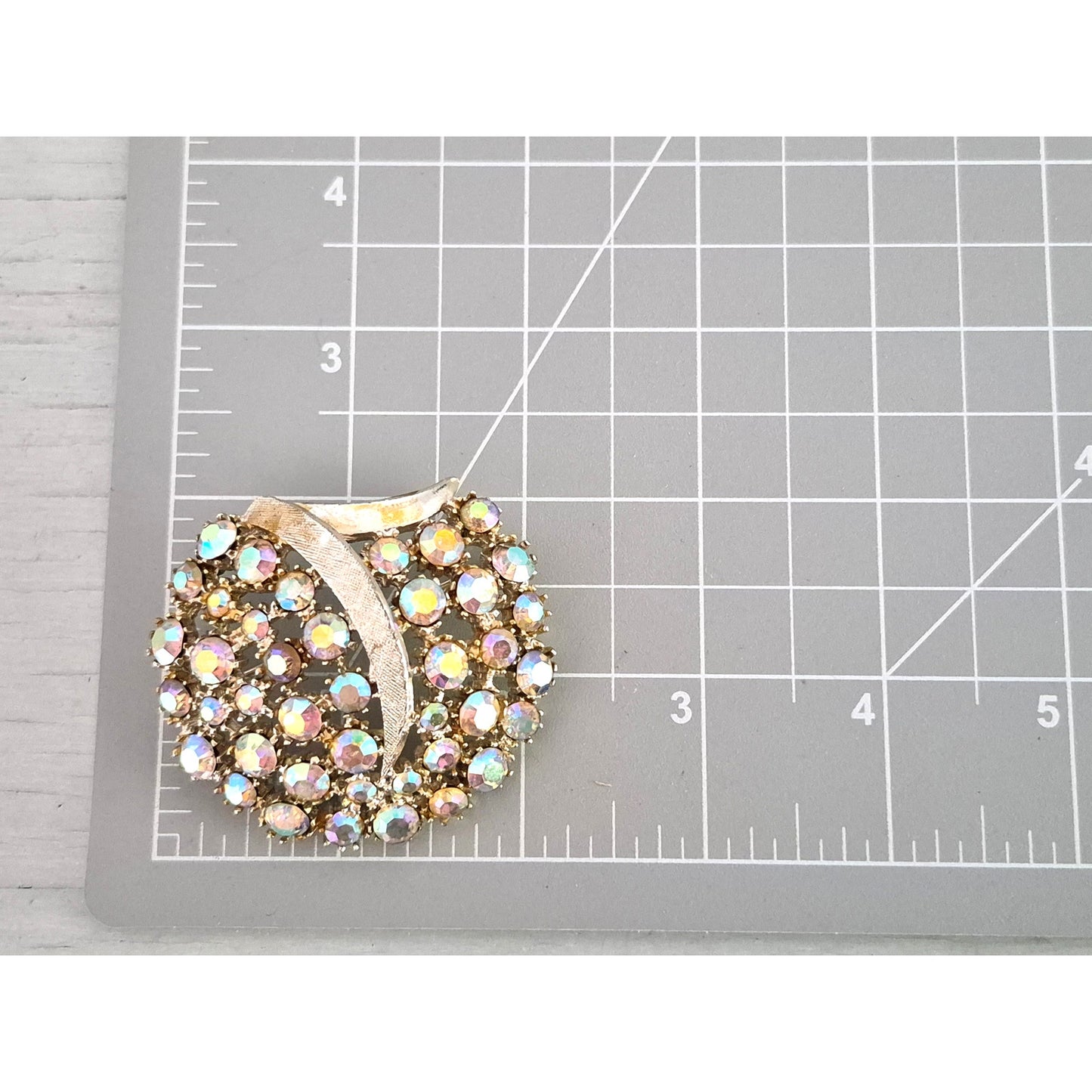 Vintage Rhinestone MCM Signed ART AB Rhinestone Brooch