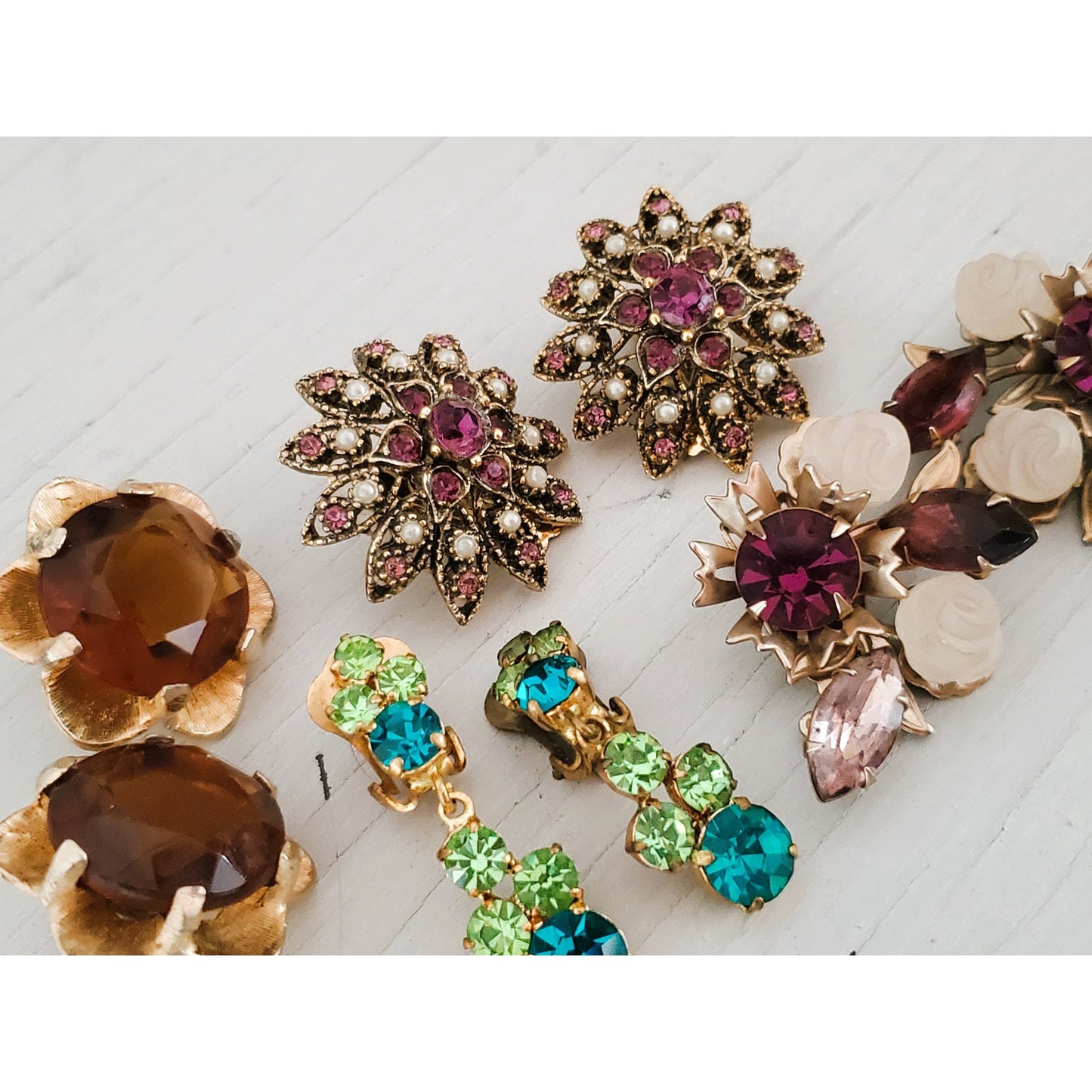 Lot of Vintage Mid Century Gorgeous Clip On Earrings