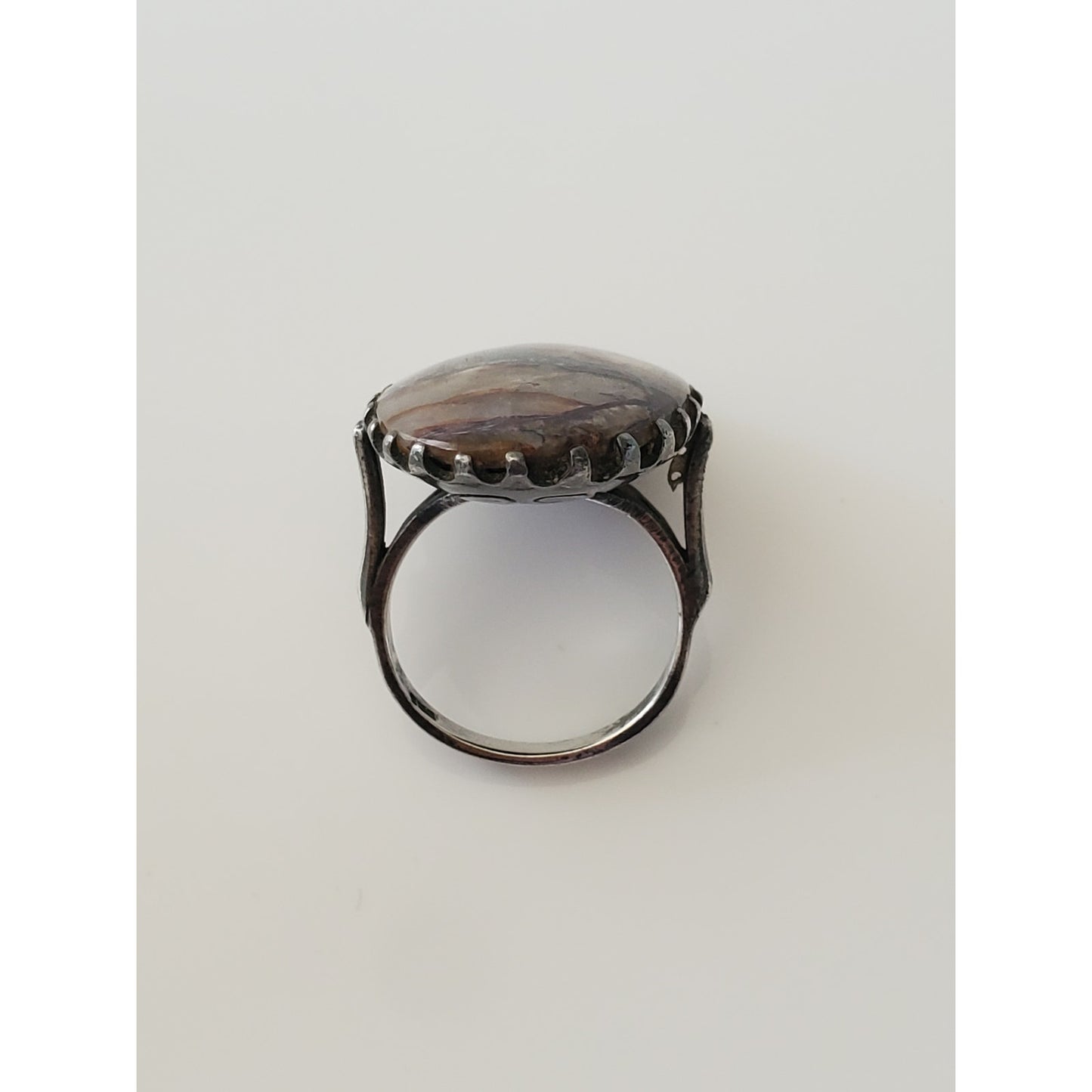 Vintage Large Sterling Silver Agate Ring