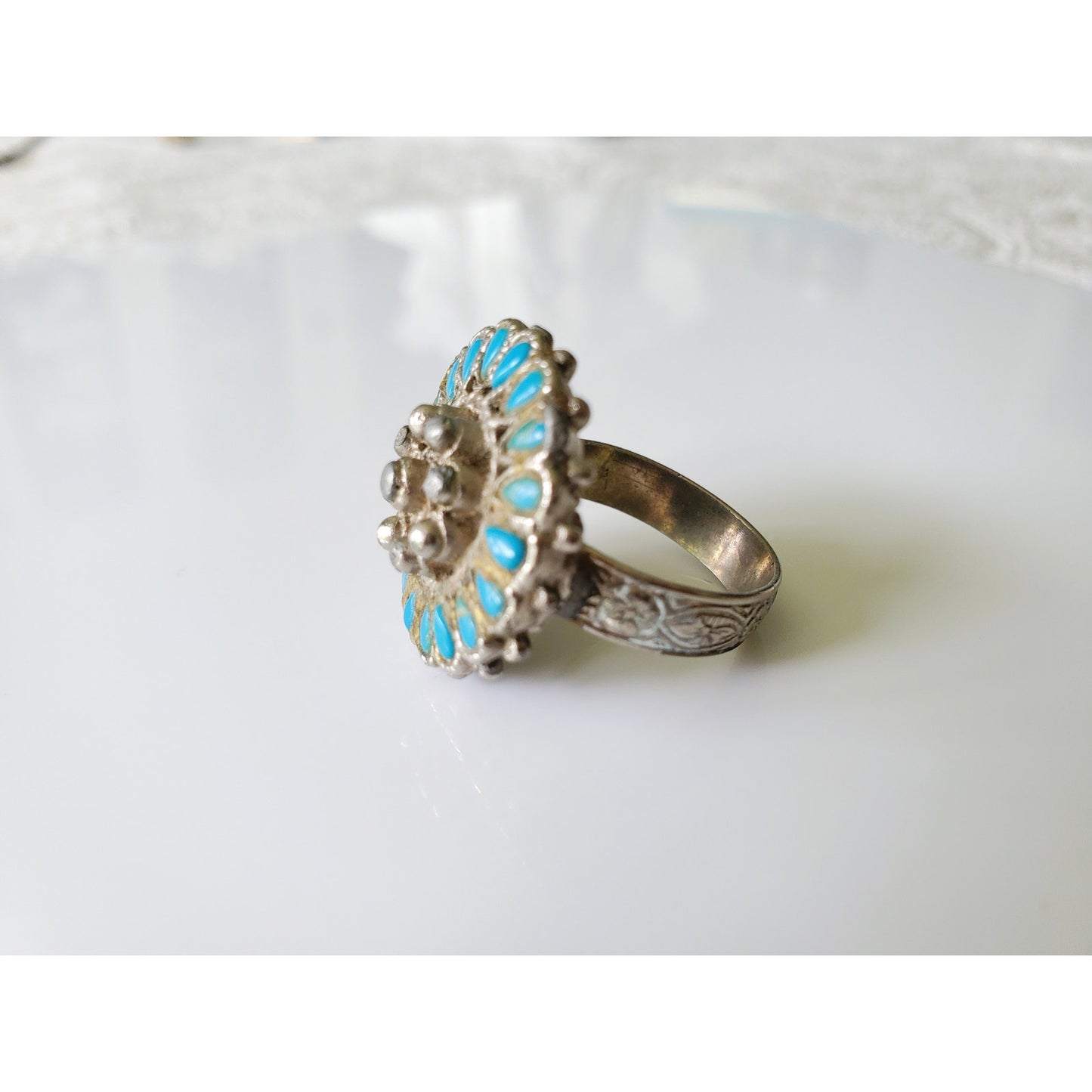 Vintage Silver Faux Turquoise Ring