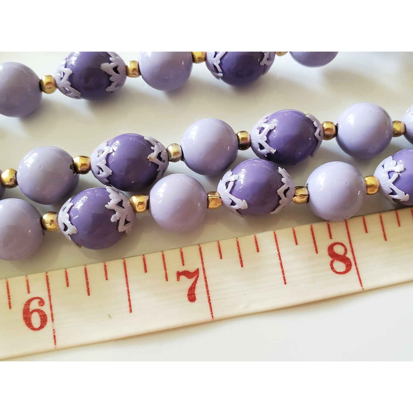 Vintage Never Ending Hong Kong Lavender Beaded Necklace