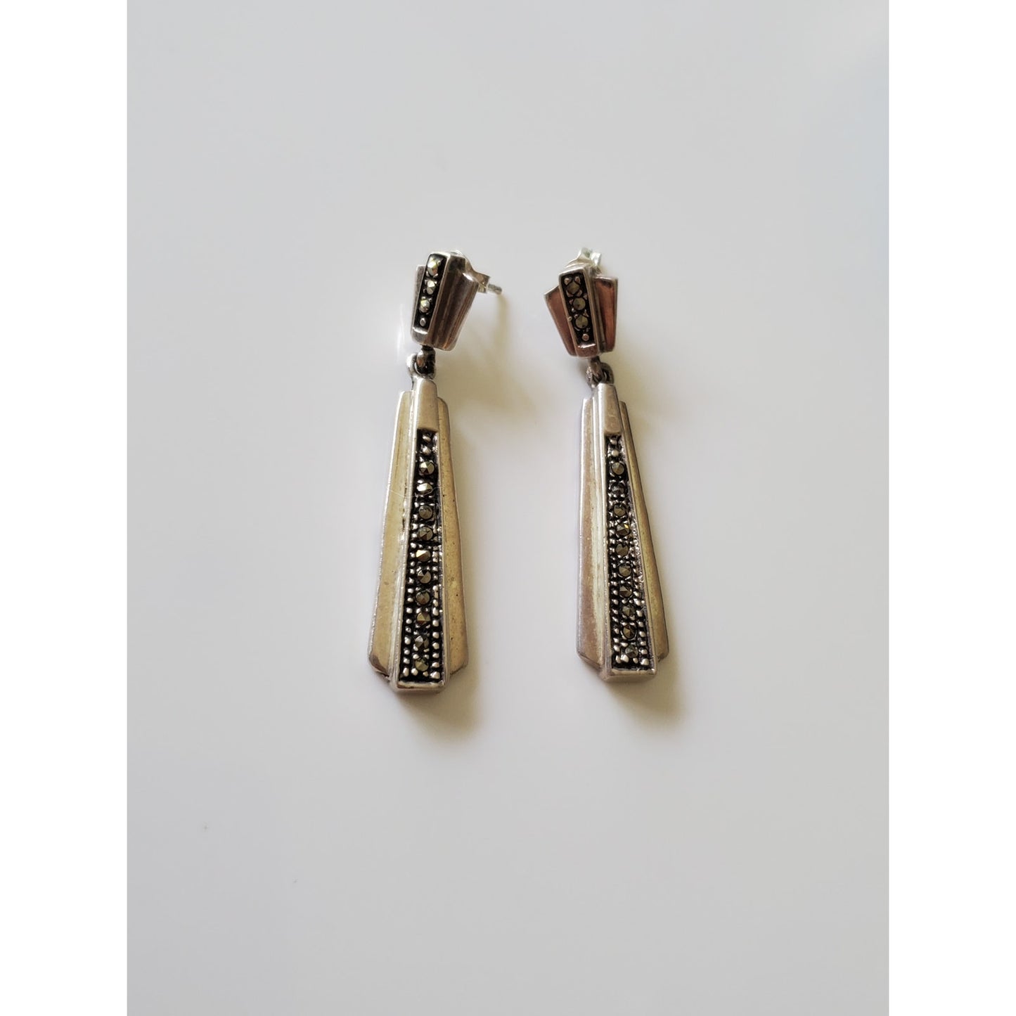 Vintage Sterling Silver Long Drop Earrings