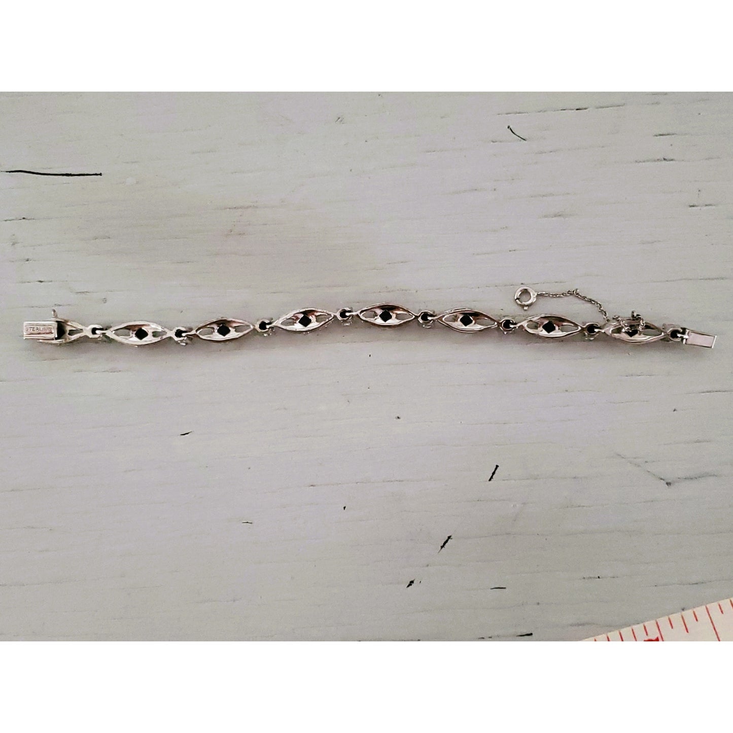 Sterling Silver Sapphire and CZ Tennis Bracelet