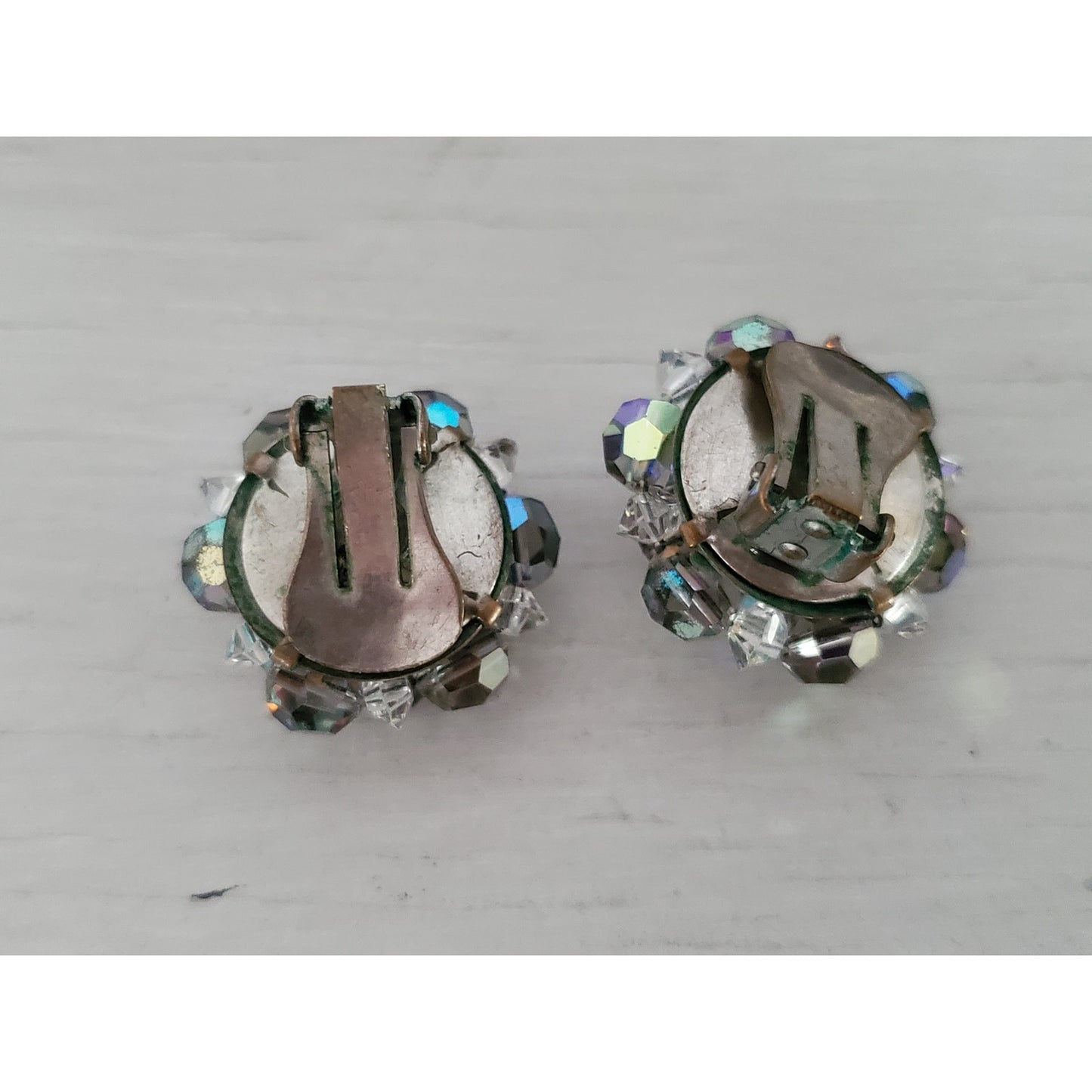 Vintage Smokey Crystal Bracelet and Earring Jewelry Set