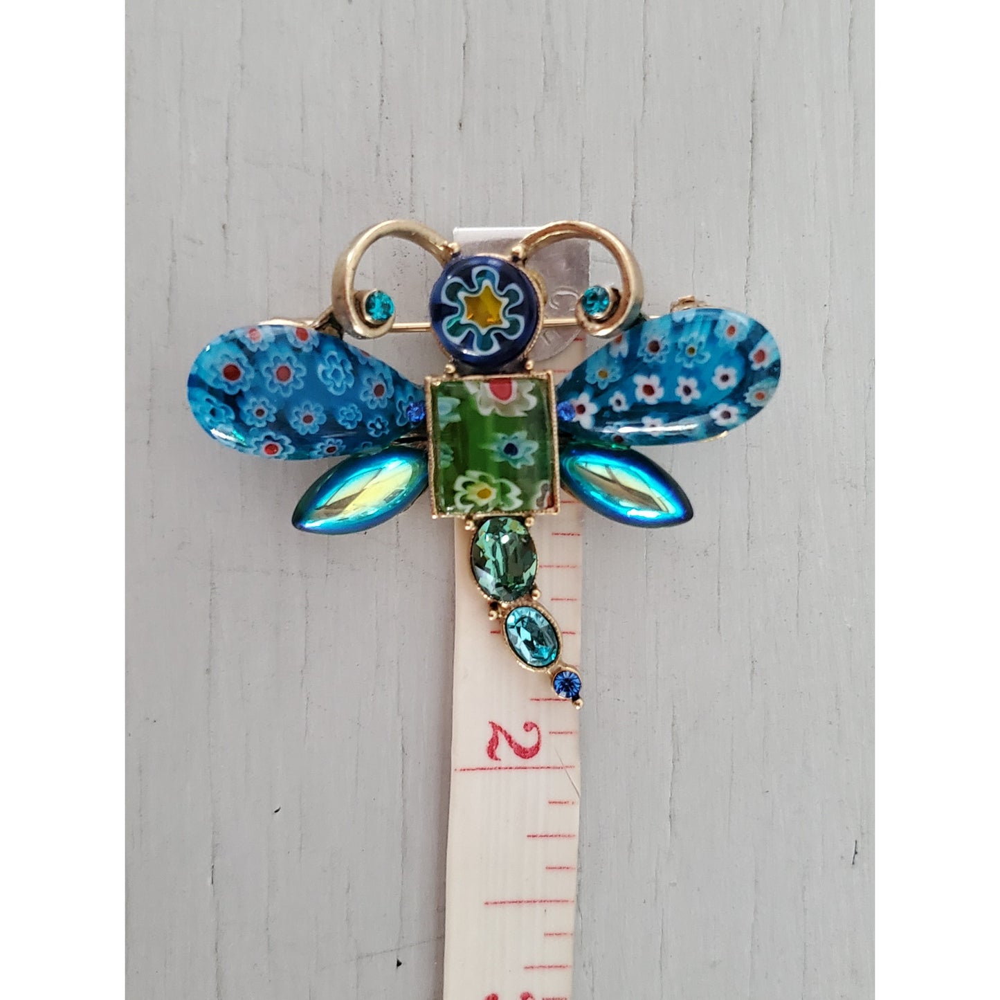 SWEET ROMANCE Millefiori Glass Butterfly Pin Brooch
