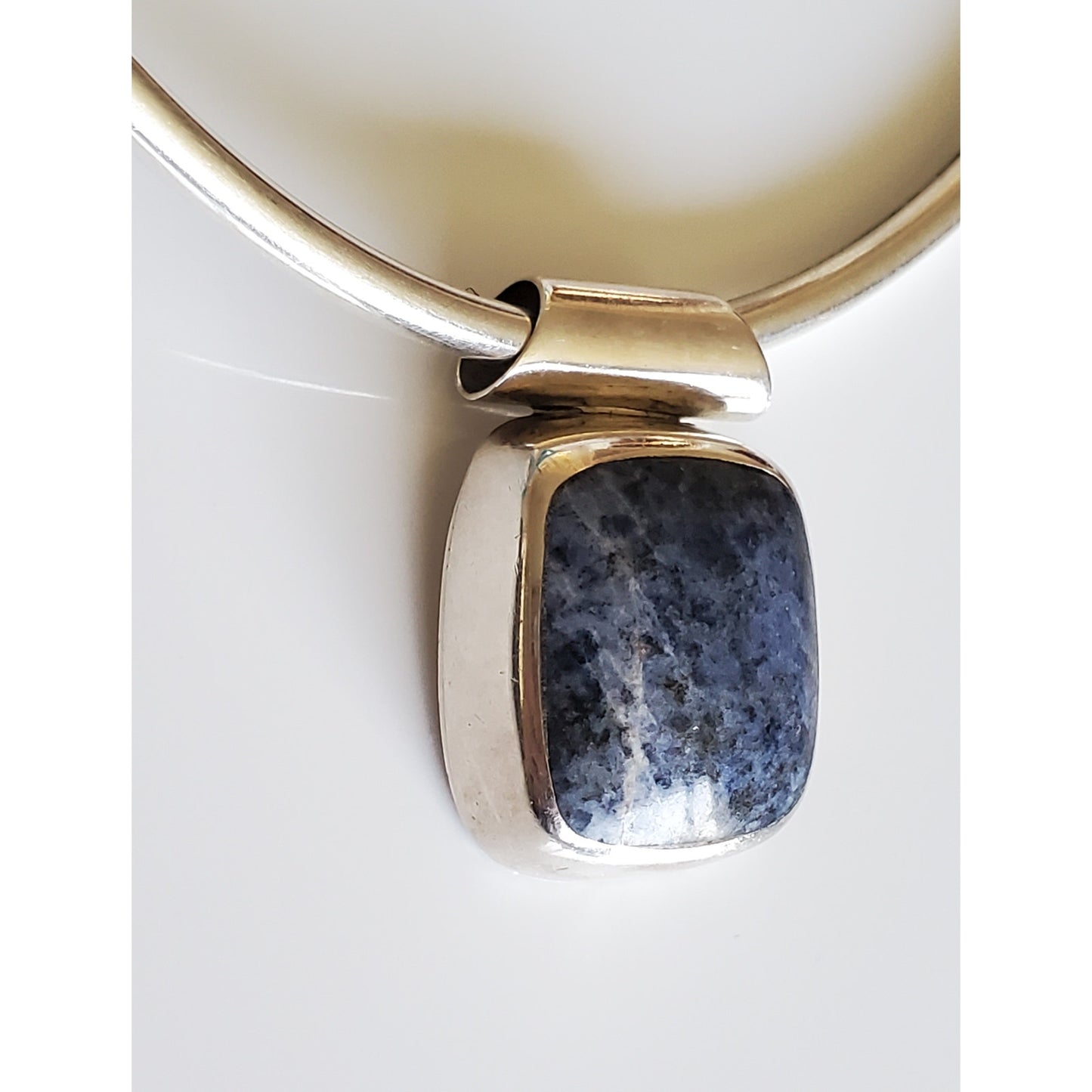 Vintage Sterling Silver Lapis Square Pendant