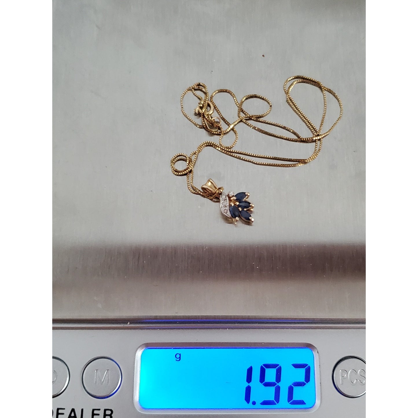 Vintage 14K Gold Dainty Sapphire and Diamond Floral Necklace