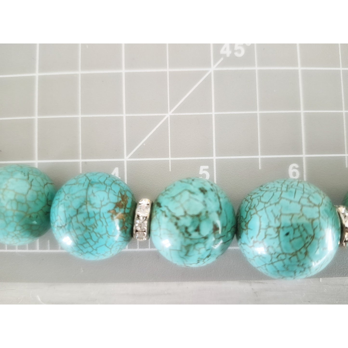 Large Blue Magnesite Turquoise Round Bead Necklace