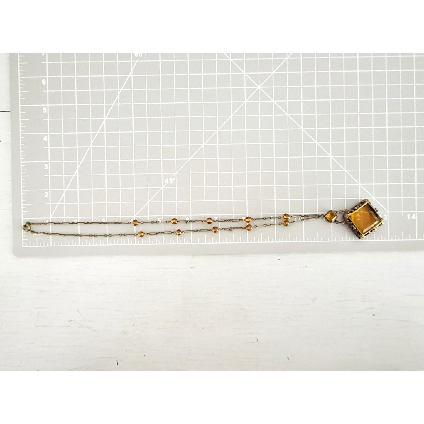 Vintage Art Deco Czech Amber Crystal Necklace