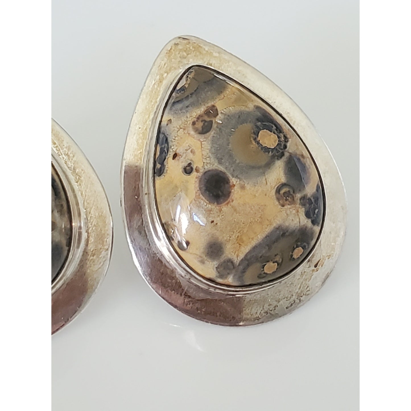Vintage Vidal Chavez Sterling Silver Leopard Jasper Earrings