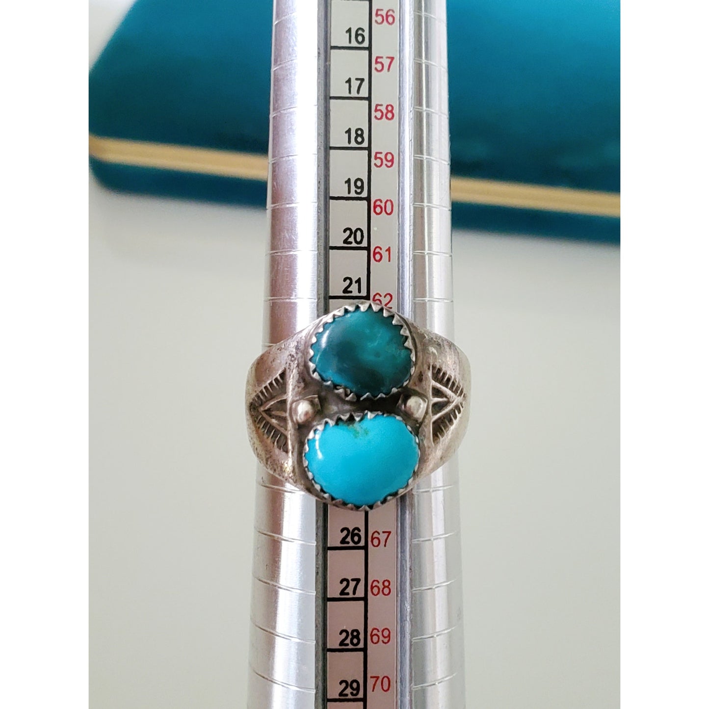 Vintage 1980's Sterling Silver Sleeping Beauty Turquoise Men's Navajo Ring
