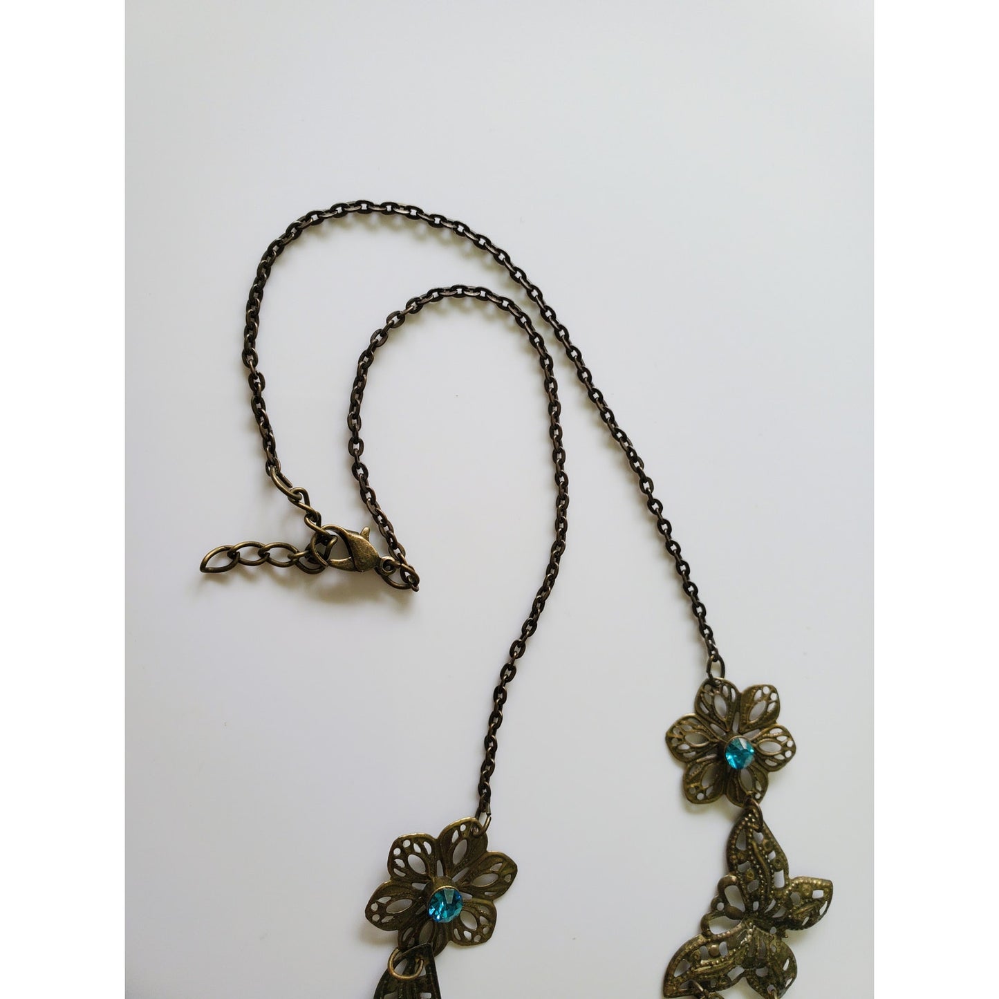 Vintage Brass Butterfly Gold Tone Necklace
