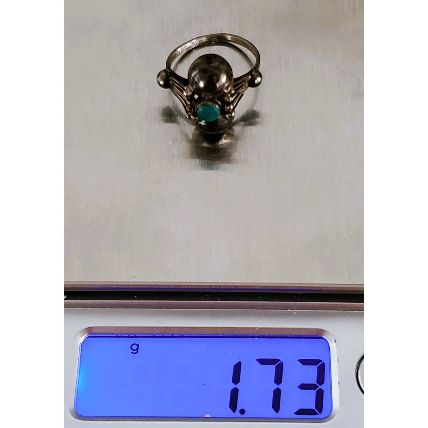 Vintage Sterling Silver Eagle Mark Turquoise Ring