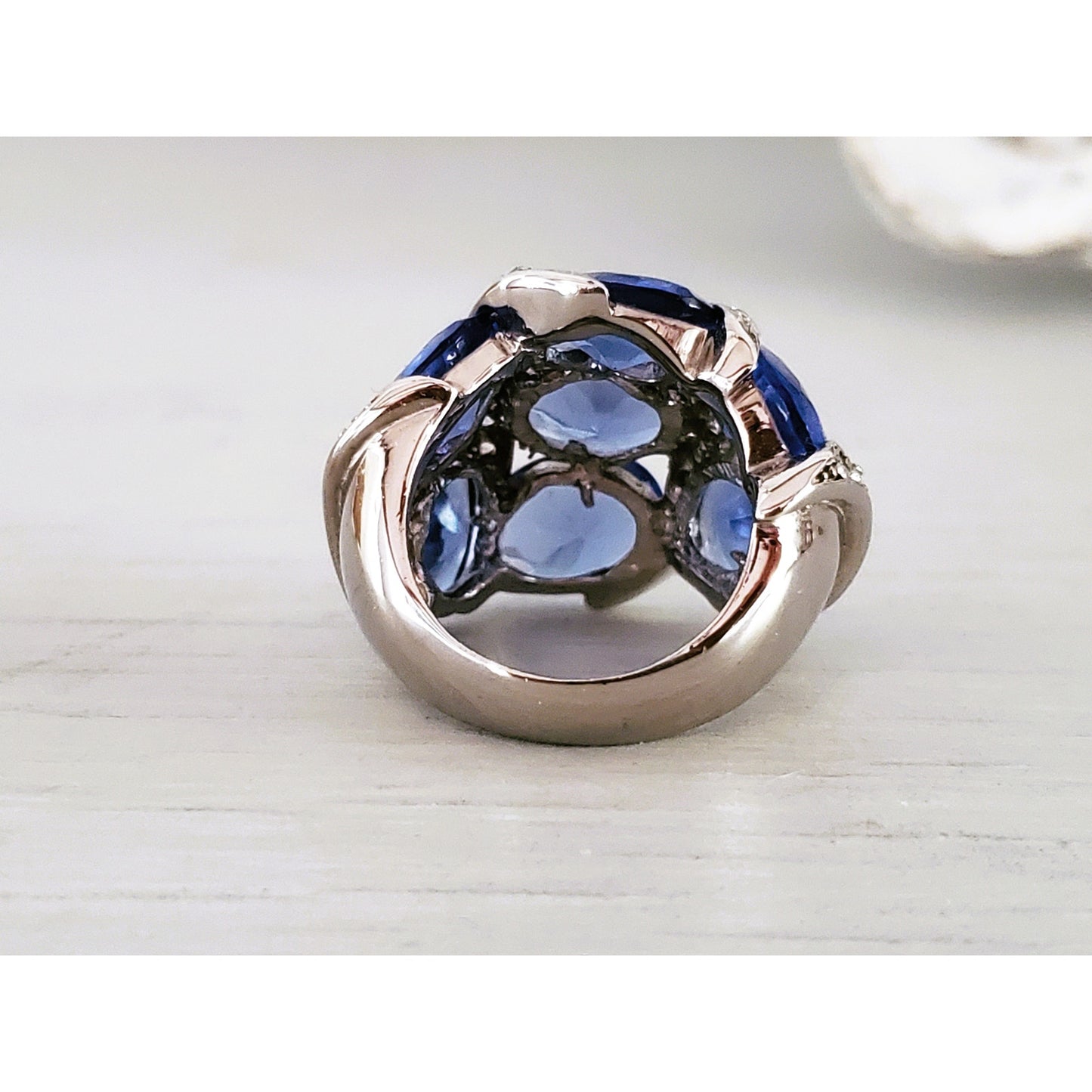 Sterling Silver Cubic Zirconia Tanzanite Cocktail Ring