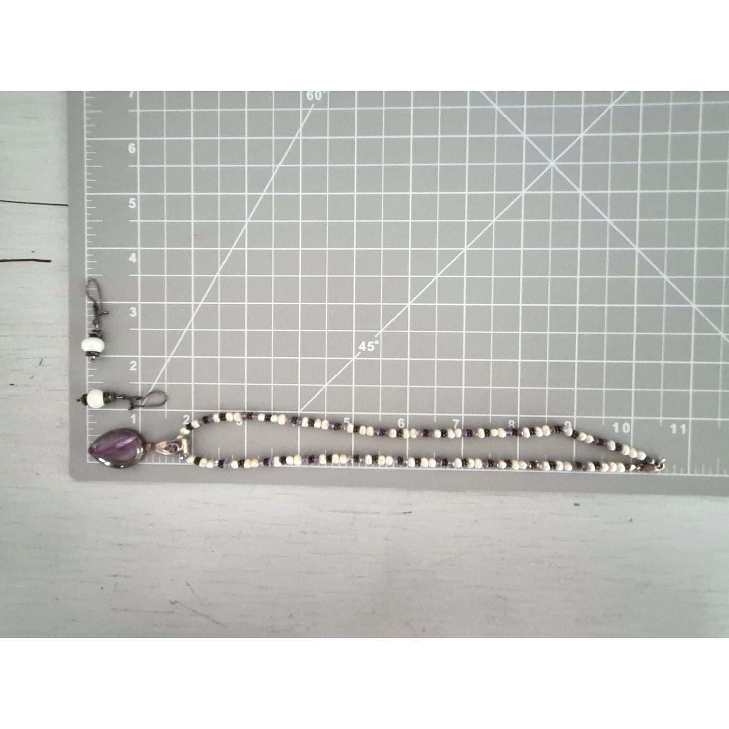 Vintage Sterling Silver Sajen Amethyst & Freshwater Pearl Necklace with Earring