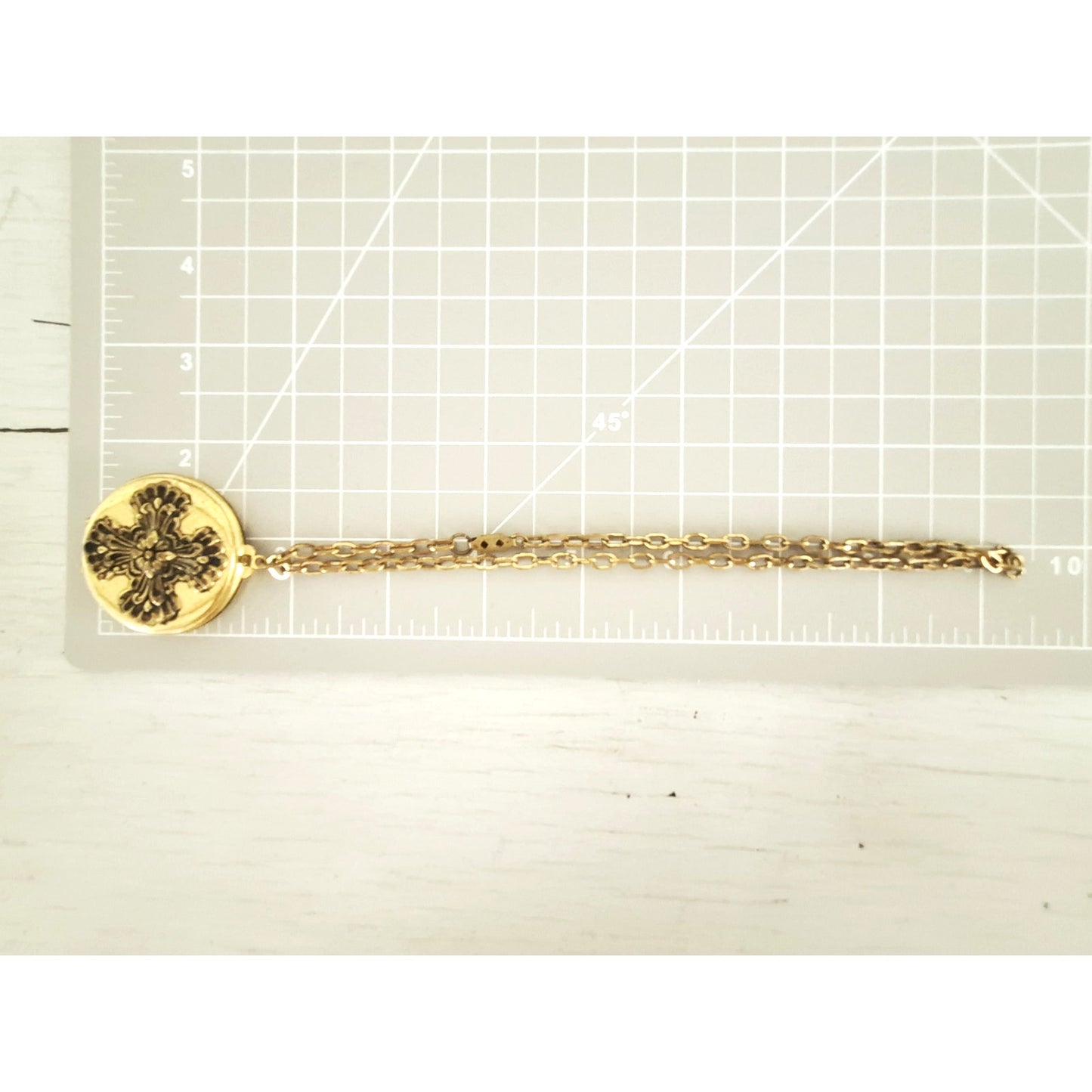 Antique Victorian Floral Etched Maltese Cross Gold Filled Locket Necklace