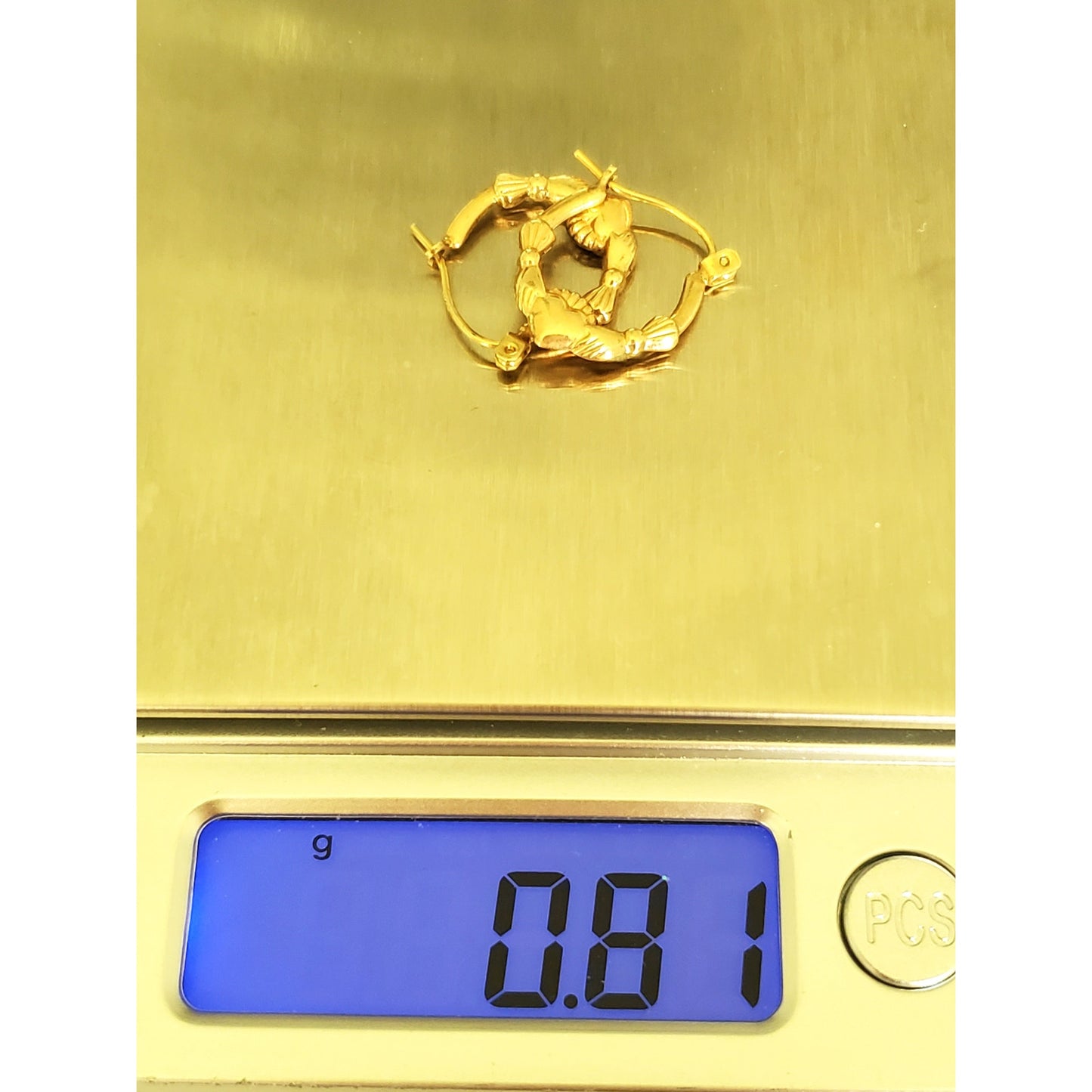Vintage 10K Yellow Gold Claddagh Hoop Earrings
