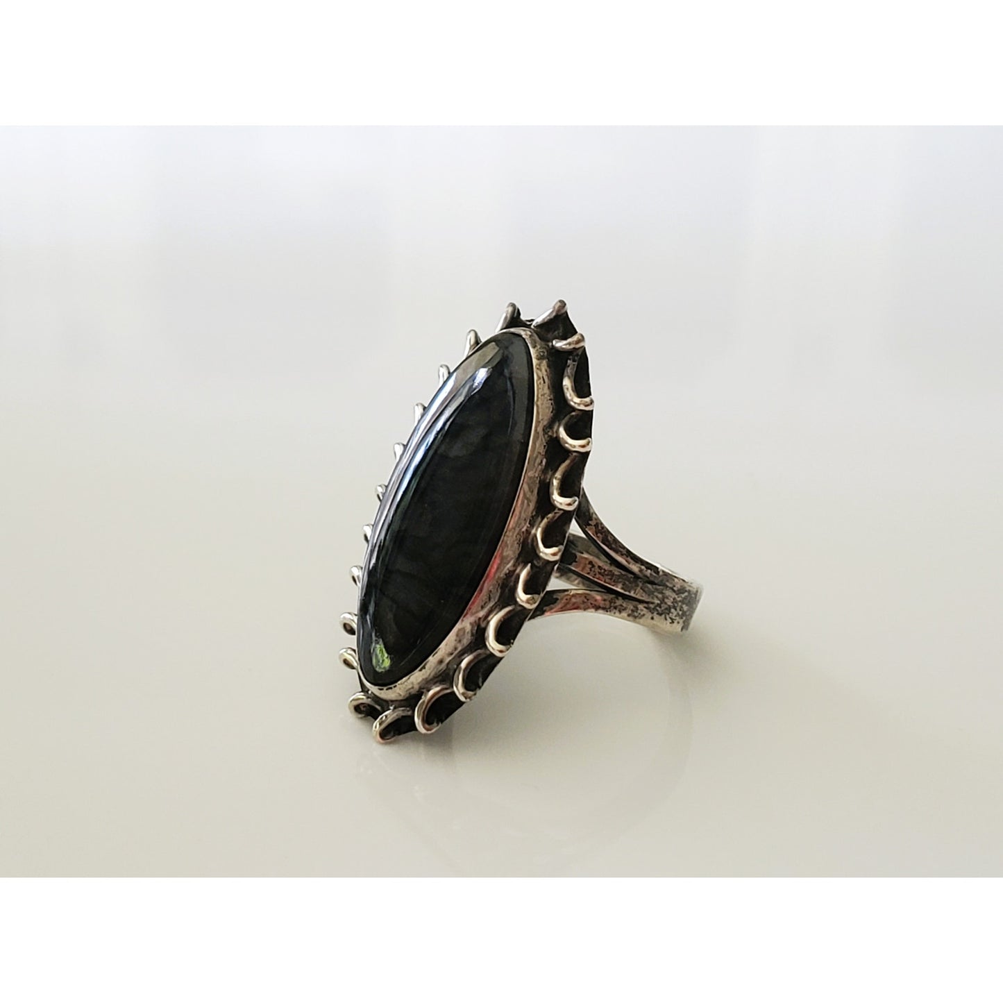 Vintage Sterling Silver Oval Onyx Ring
