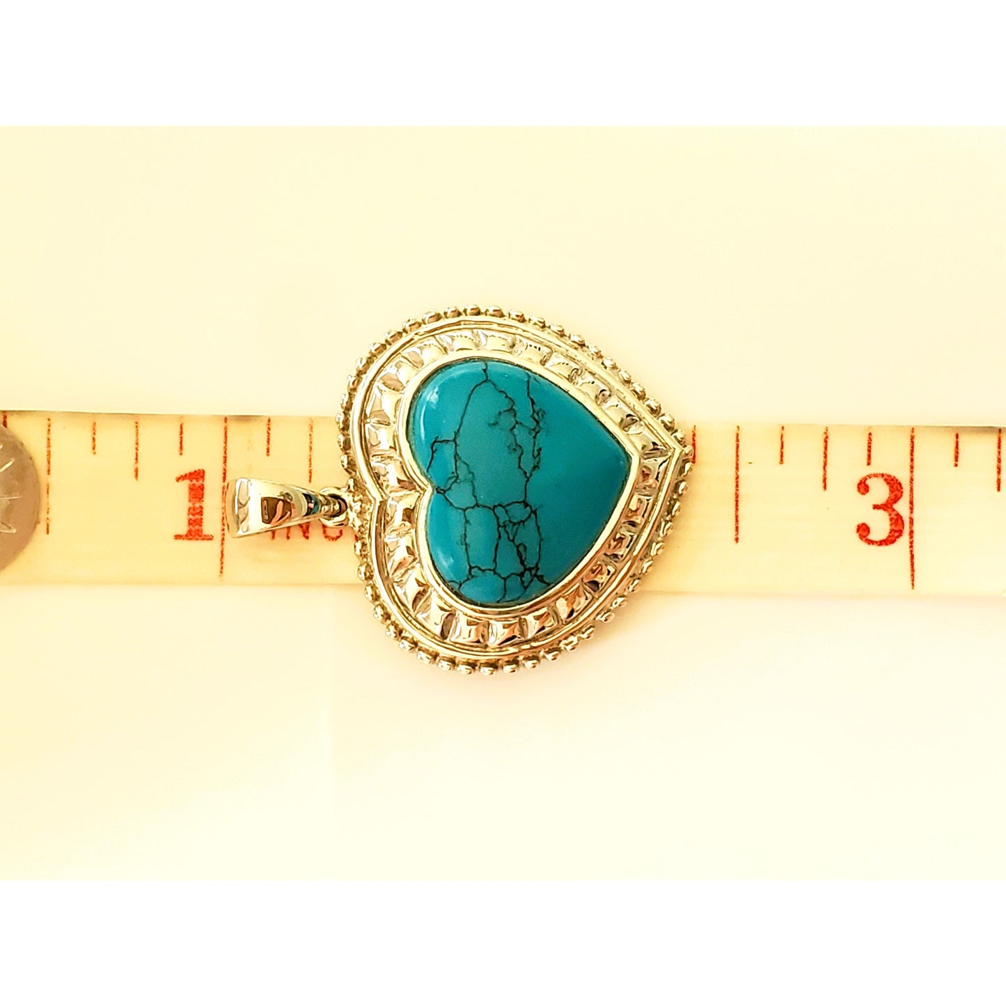 Vintage Lenox Sterling Silver Faux Turquoise Heart Pendant
