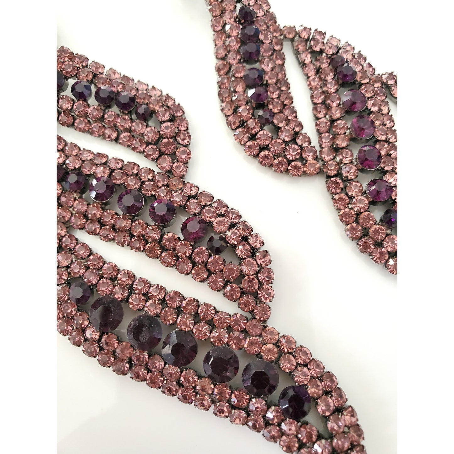 Long Purple Dangle Rhinestone Earrings