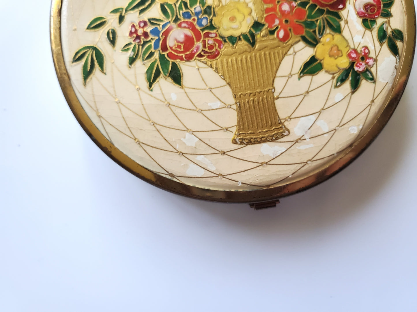 Vintage Houbigant Floral Basket Compact