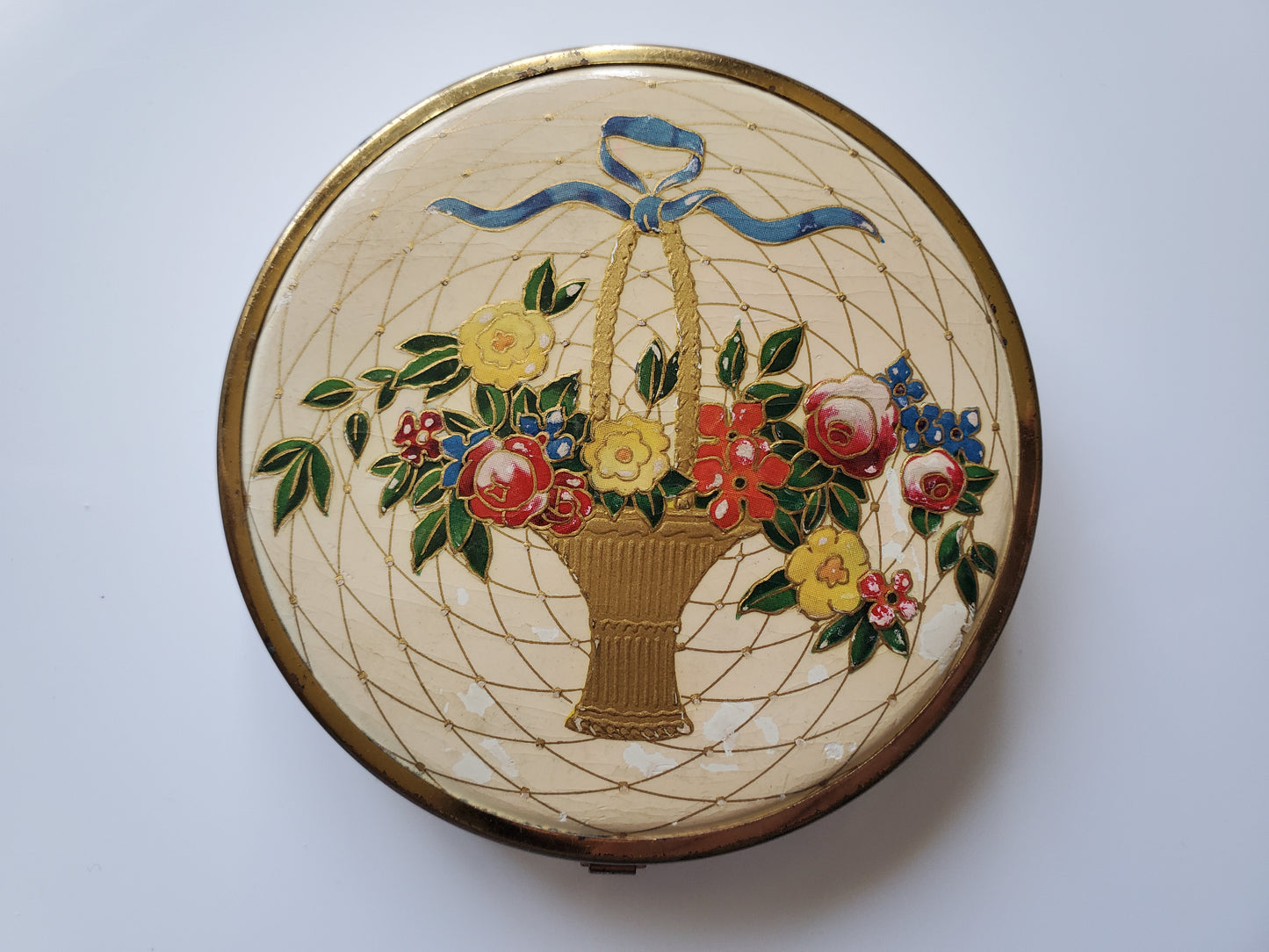 Vintage Houbigant Floral Basket Compact