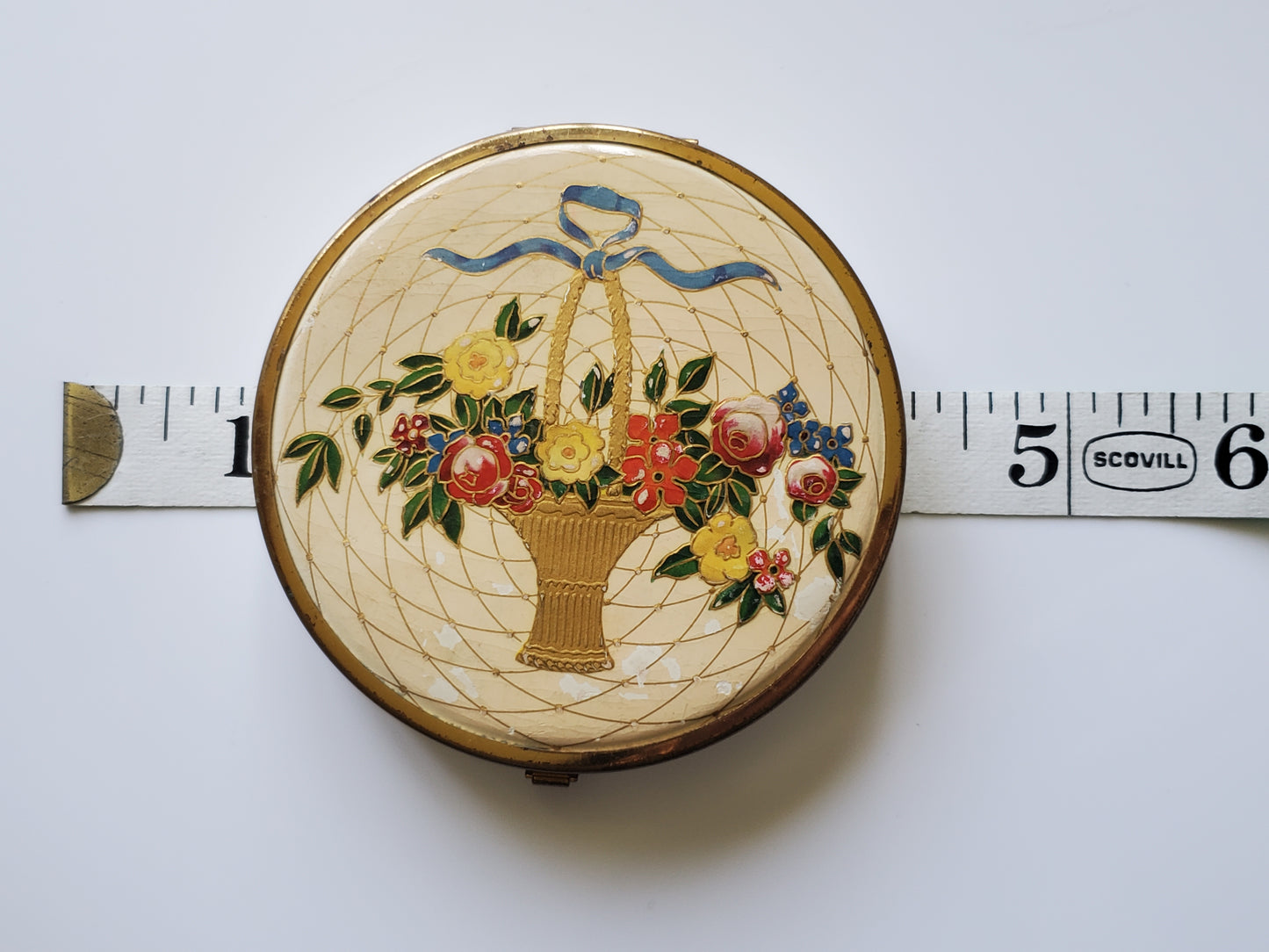 Vintage Houbigant Floral Basket Compact