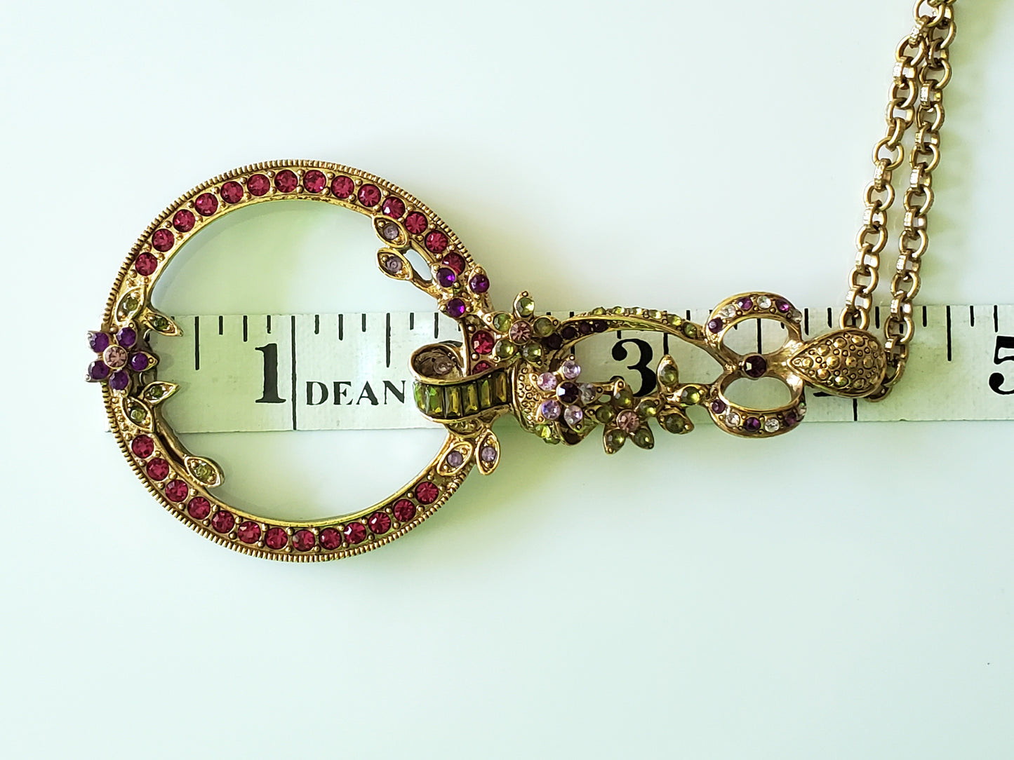 Colleen Lopez HSN FLORAL FLOWER LORGNETTE Magnifying Glass Necklace