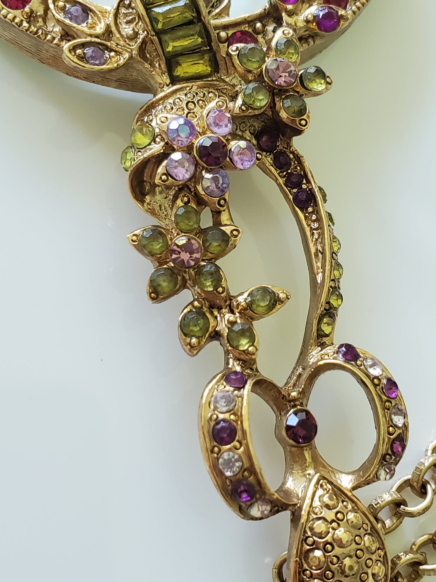 Colleen Lopez HSN FLORAL FLOWER LORGNETTE Magnifying Glass Necklace