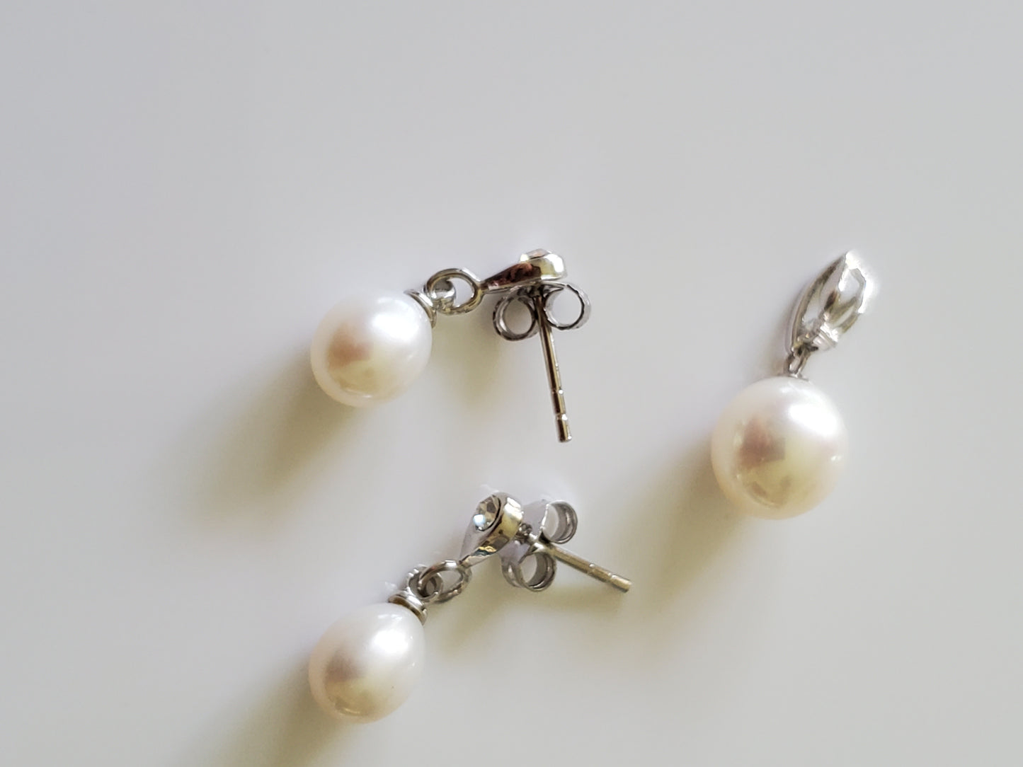 Sterling Silver Cultured Pearl Earrings and Pendant