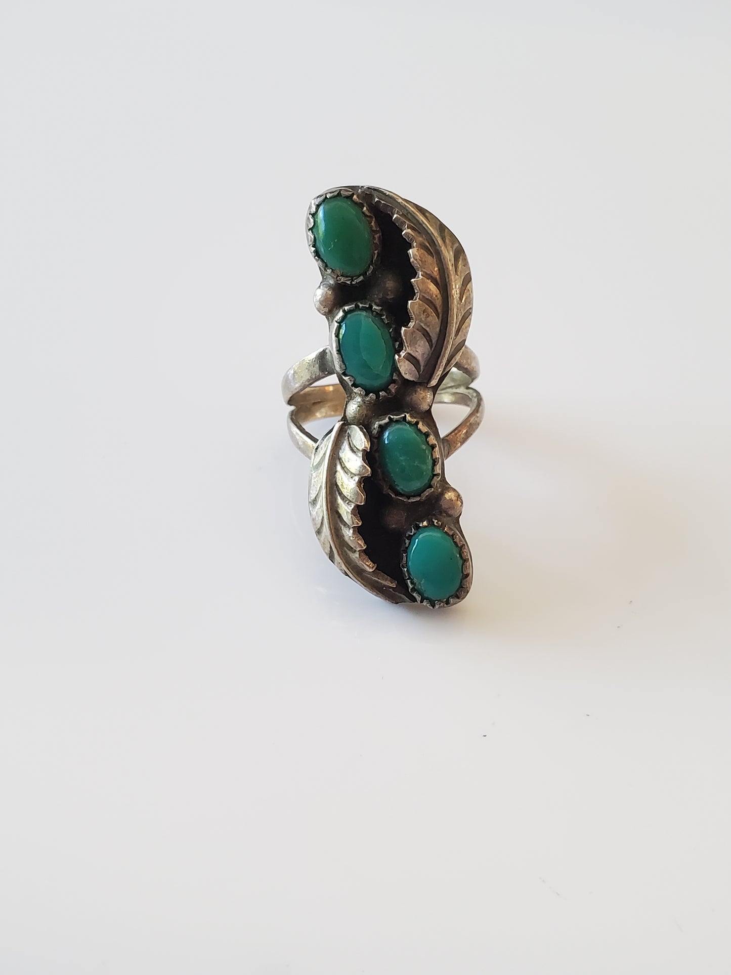 Vintage Turquoise Navette Sterling Silver Ring