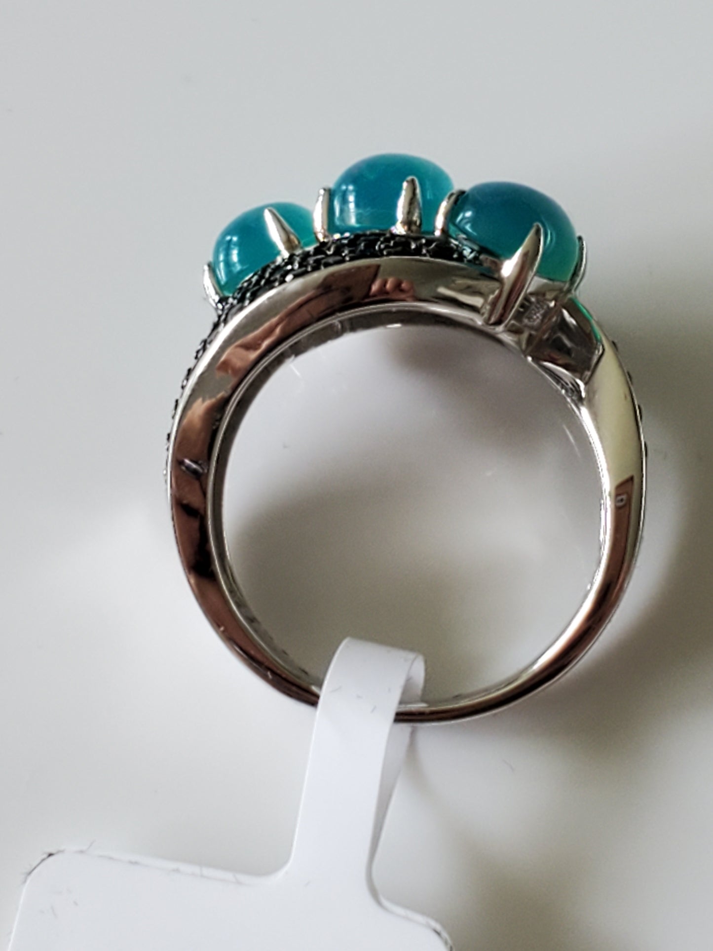 JTV Ethiopian Opal Ring with Black Sterling Silver Ring – Size 5