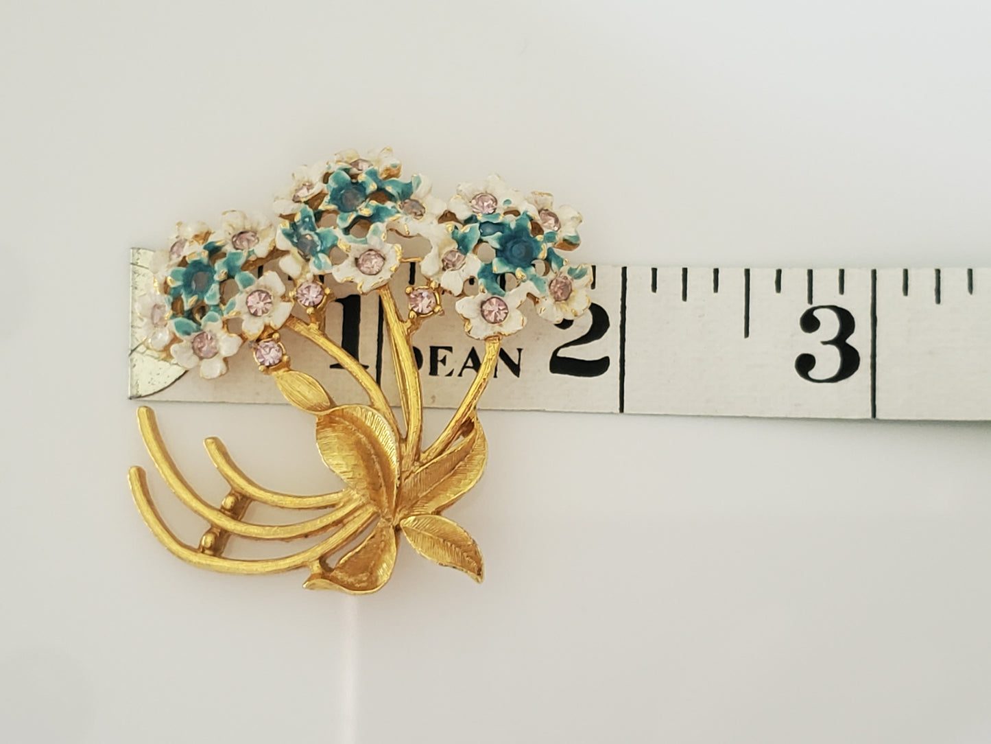 Vintage Enamel and Rhinestone Floral Bouquet Brooch