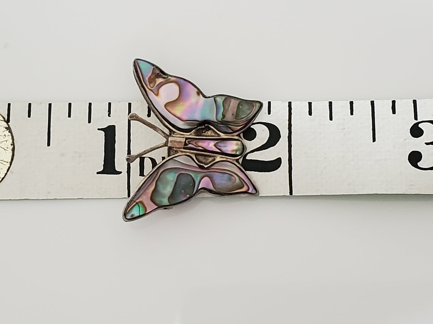 Vintage Abalone Shell Sterling Silver Butterfly Pin Brooch