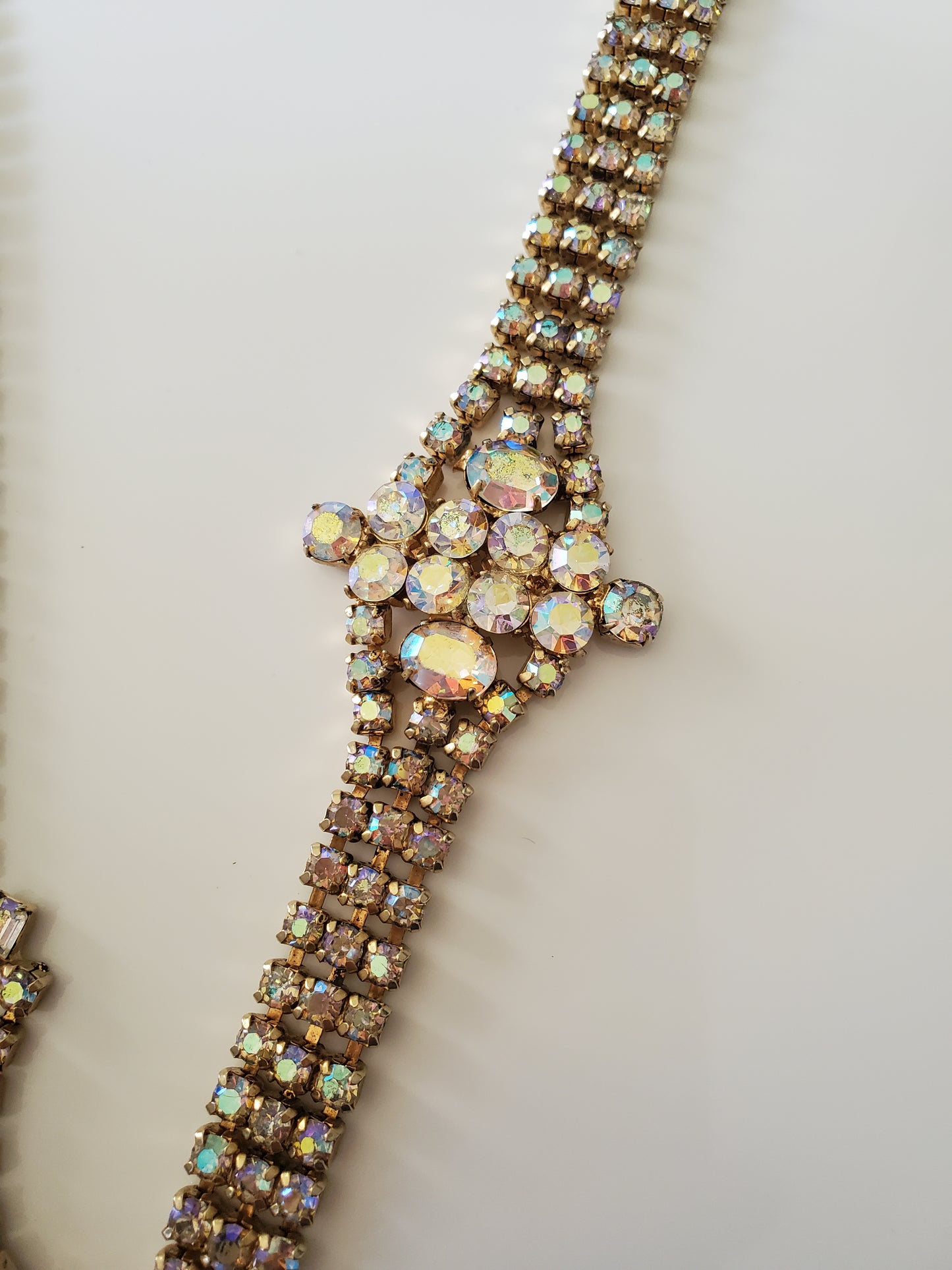 Stunning Vintage Aurora Borealis Rhinestone Bib Choker with Bracelet