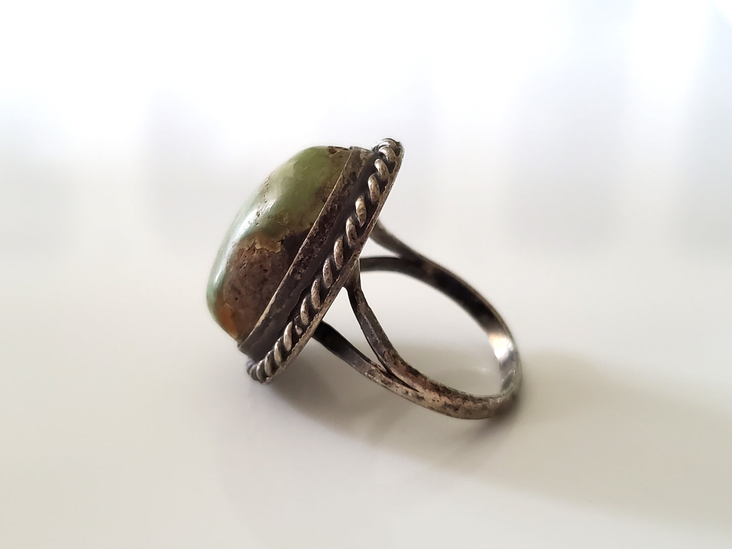 Vintage Southwestern Green Turquoise Silver Ring