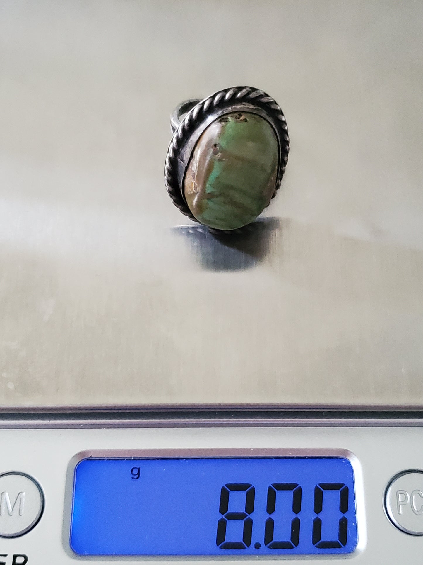 Vintage Southwestern Green Turquoise Silver Ring