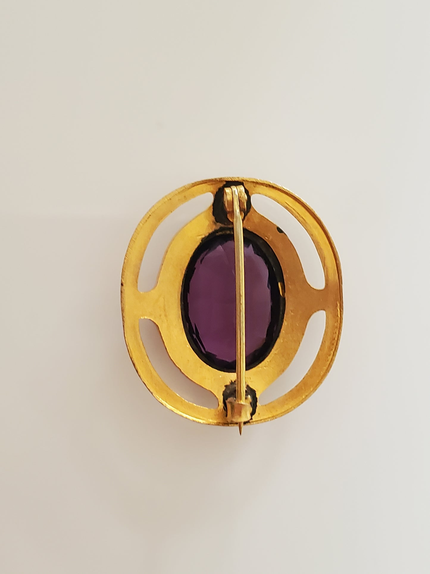 Vintage Purple Stone C-Clasp Brooch