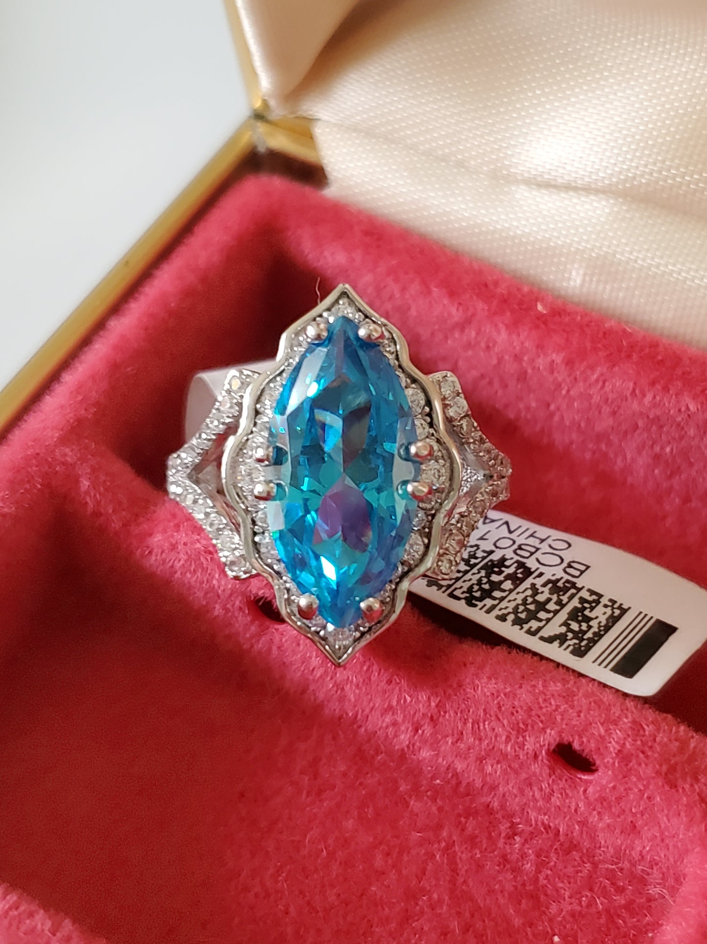 Blue Marquise Stone Sterling Silver Ring