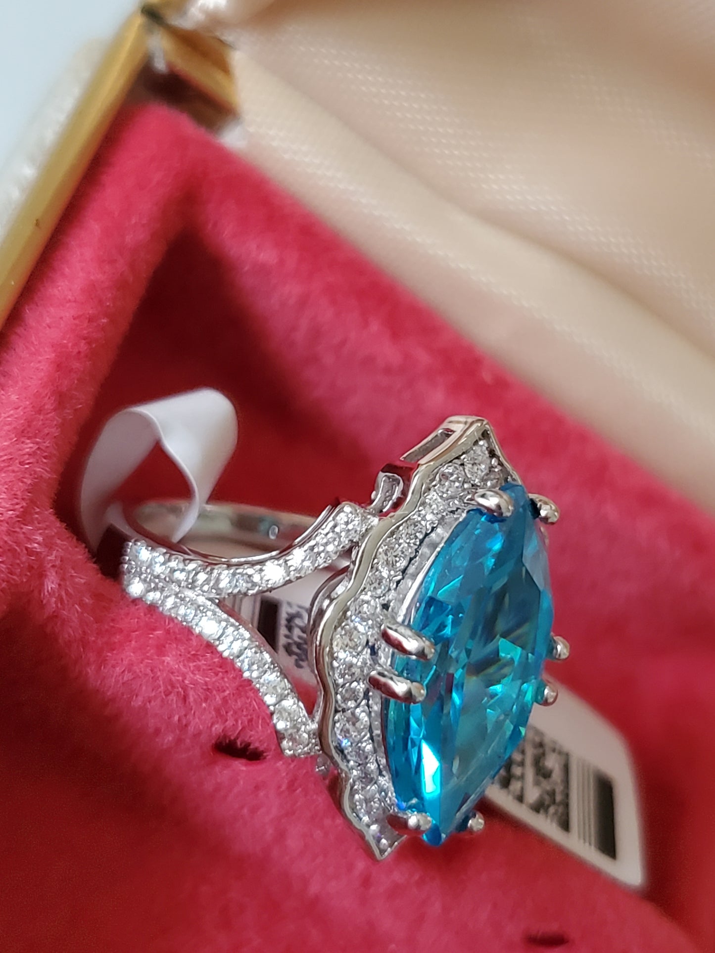 Blue Marquise Stone Sterling Silver Ring