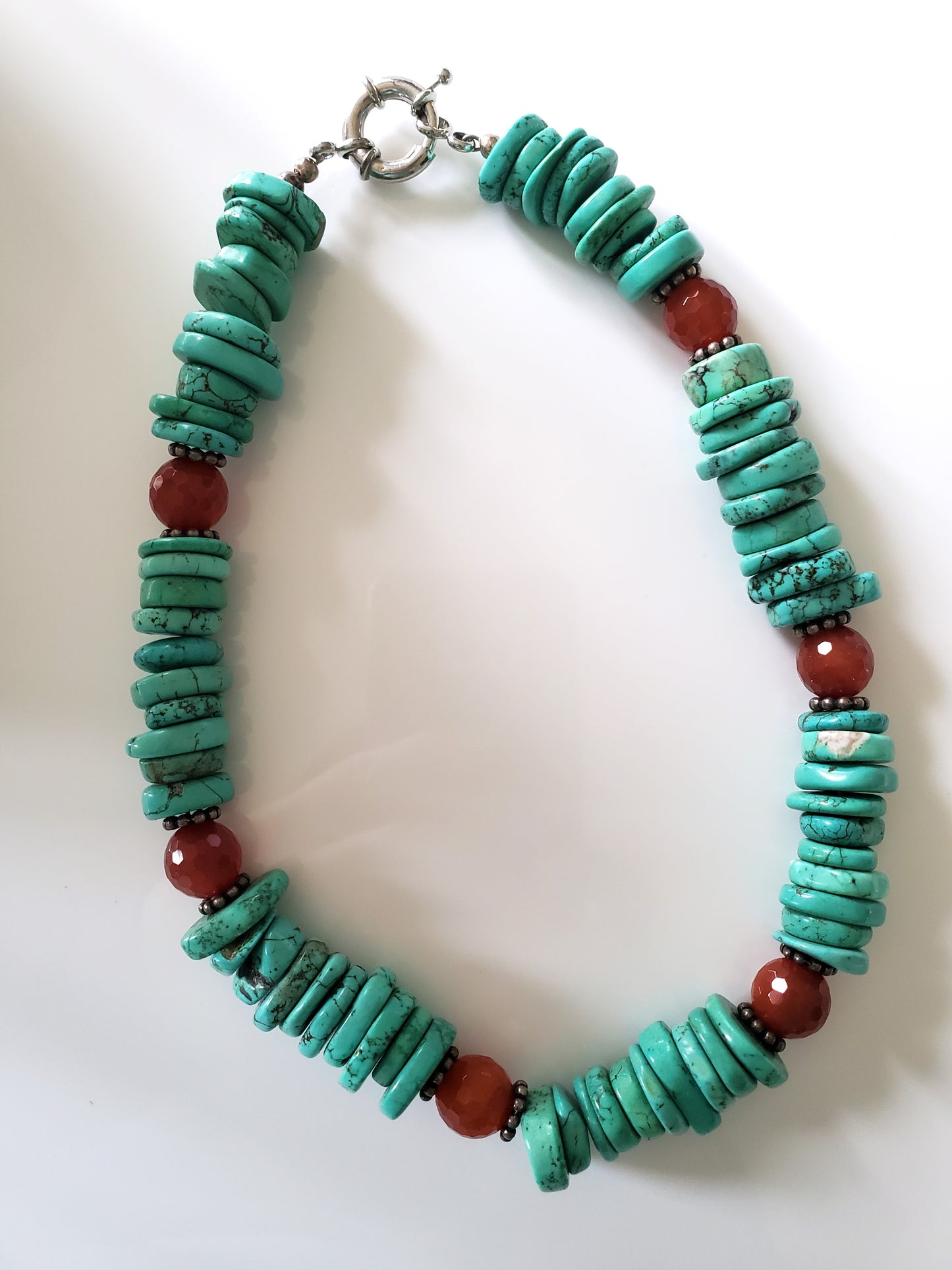 Turquoise and Carnelian Beaded Choker Necklace