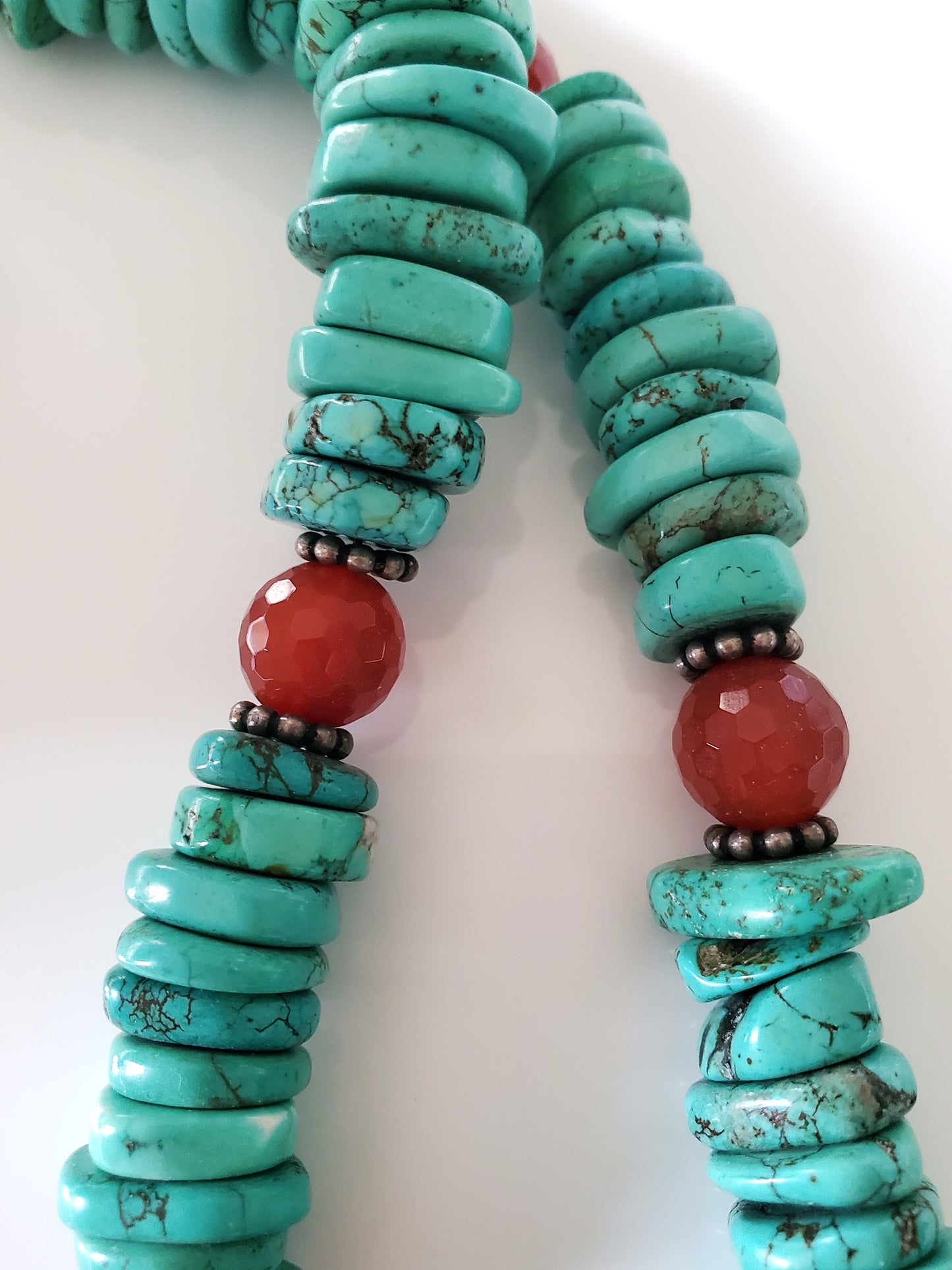 Turquoise and Carnelian Beaded Choker Necklace