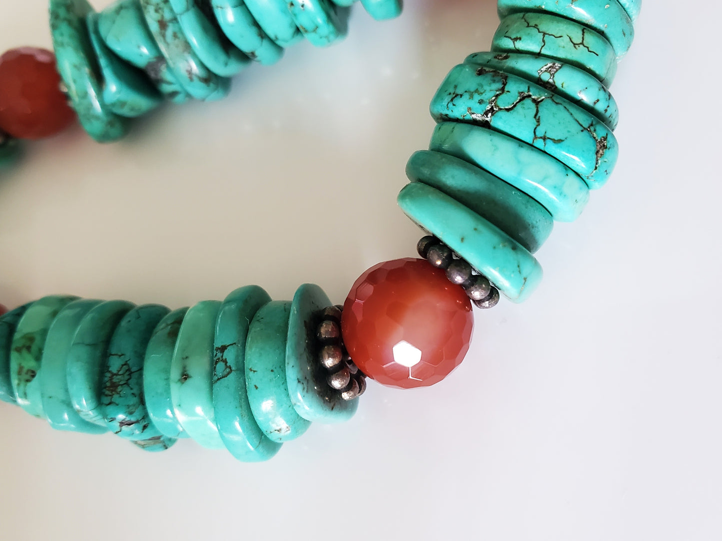Turquoise and Carnelian Beaded Choker Necklace