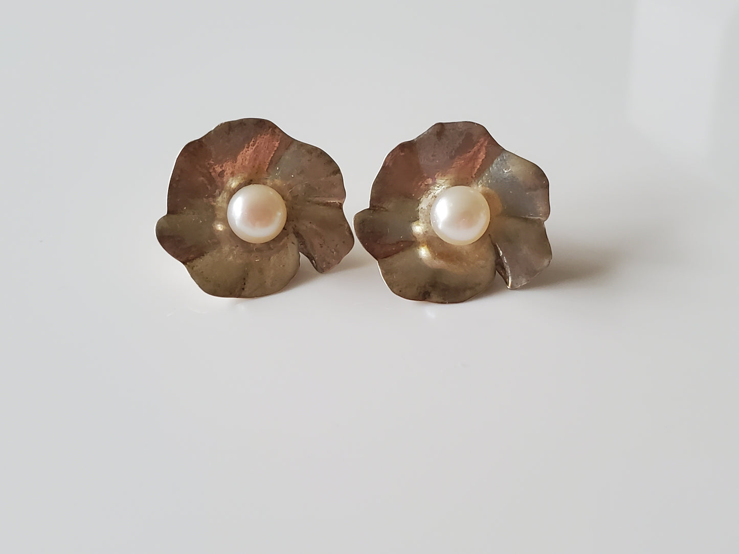 Vintage Sterling Silver and Cultured Pearl Necklace and Earring Set by Creative Metalworks