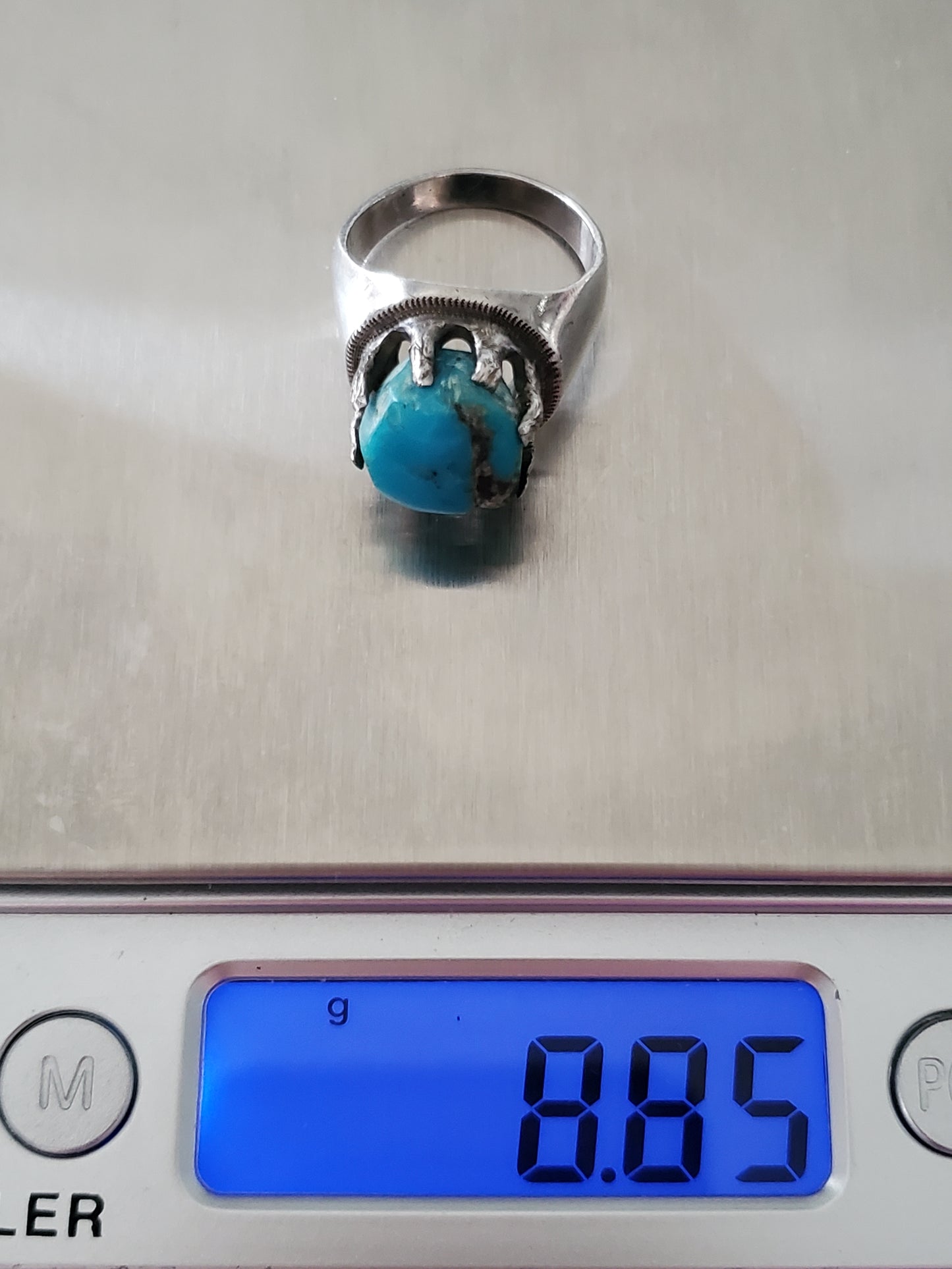 Vintage Sterling Silver Turquoise Solitaire Ring